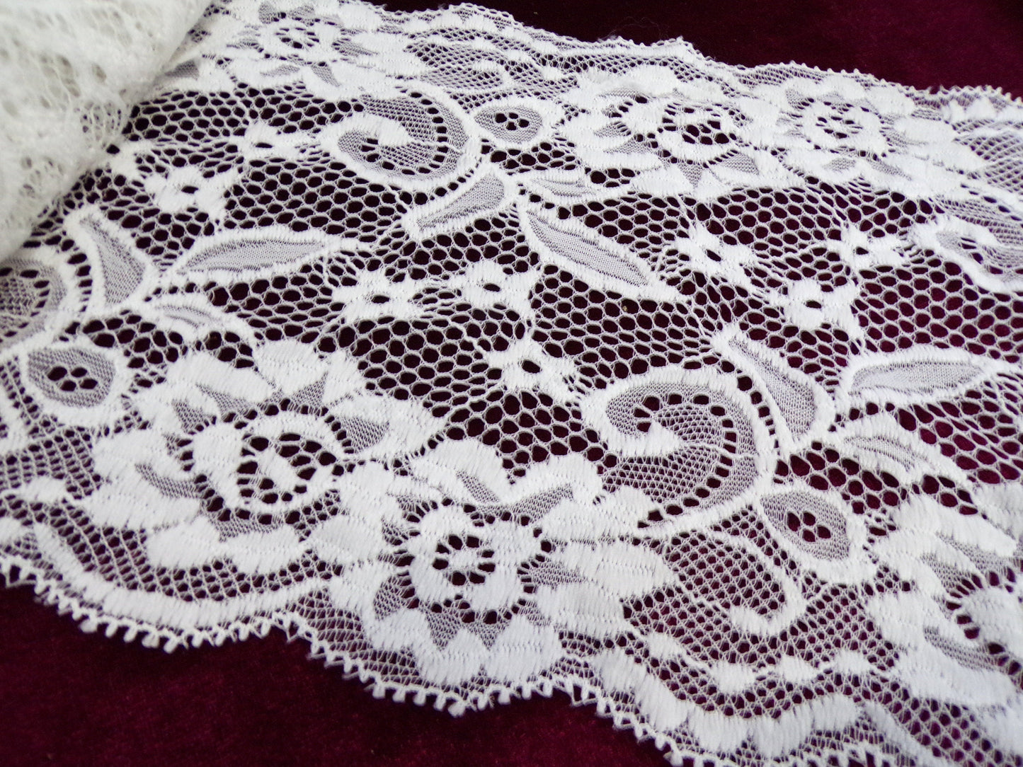 Elegant FLORAL Stretch Lace Trim 15cm wide, stretch lace,