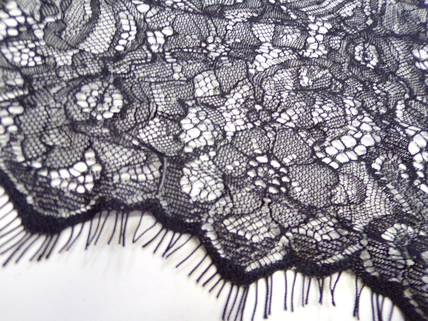 Delicate Lace, Black Eyelash Lace Trim, 21cm wide, fashion lace