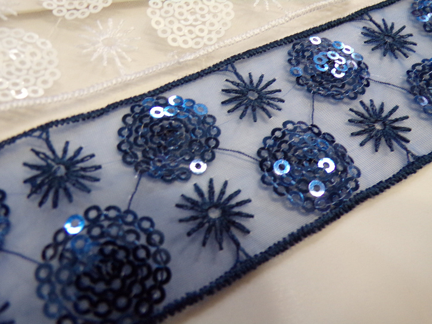4cm wide Sequins Tape, Organza Tape with Sequins, Decorative Trim, Sequin Lace
