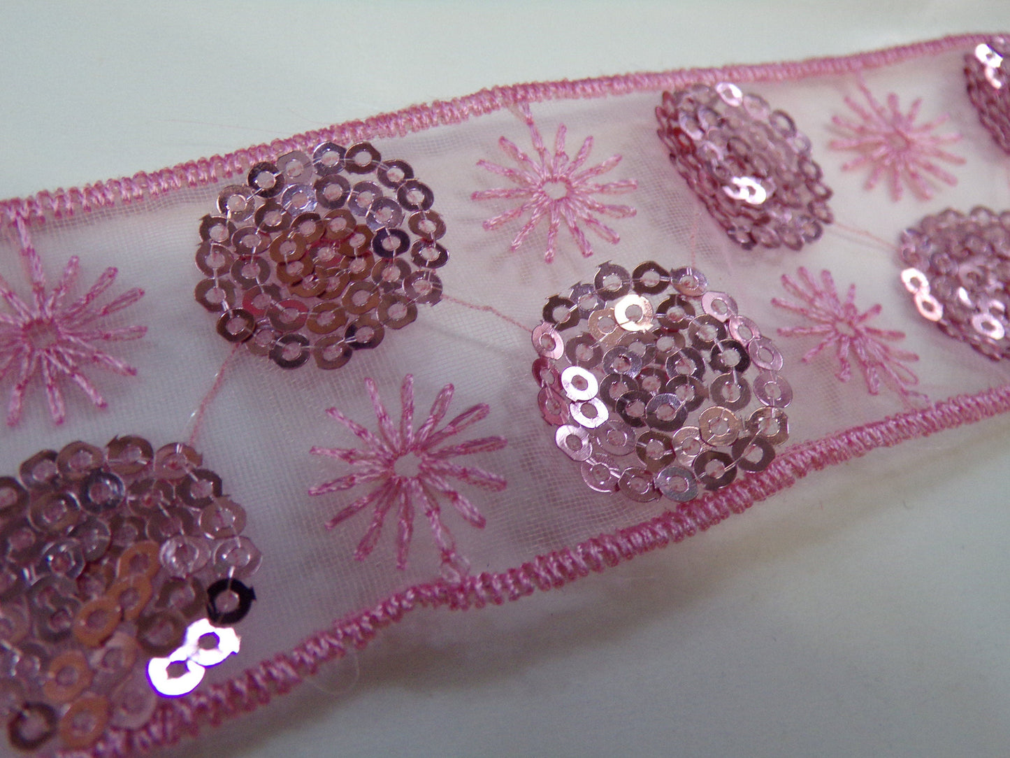 4cm wide Sequins Tape, Organza Tape with Sequins, Decorative Trim, Sequin Lace