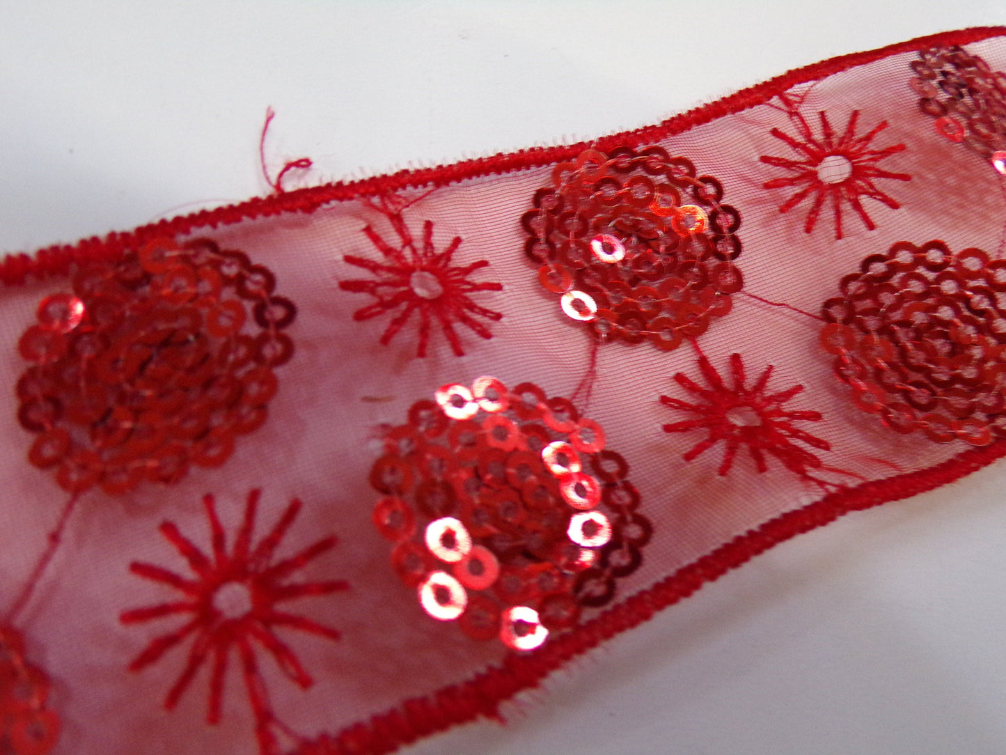 4cm wide Sequins Tape, Organza Tape with Sequins, Decorative Trim, Sequin Lace