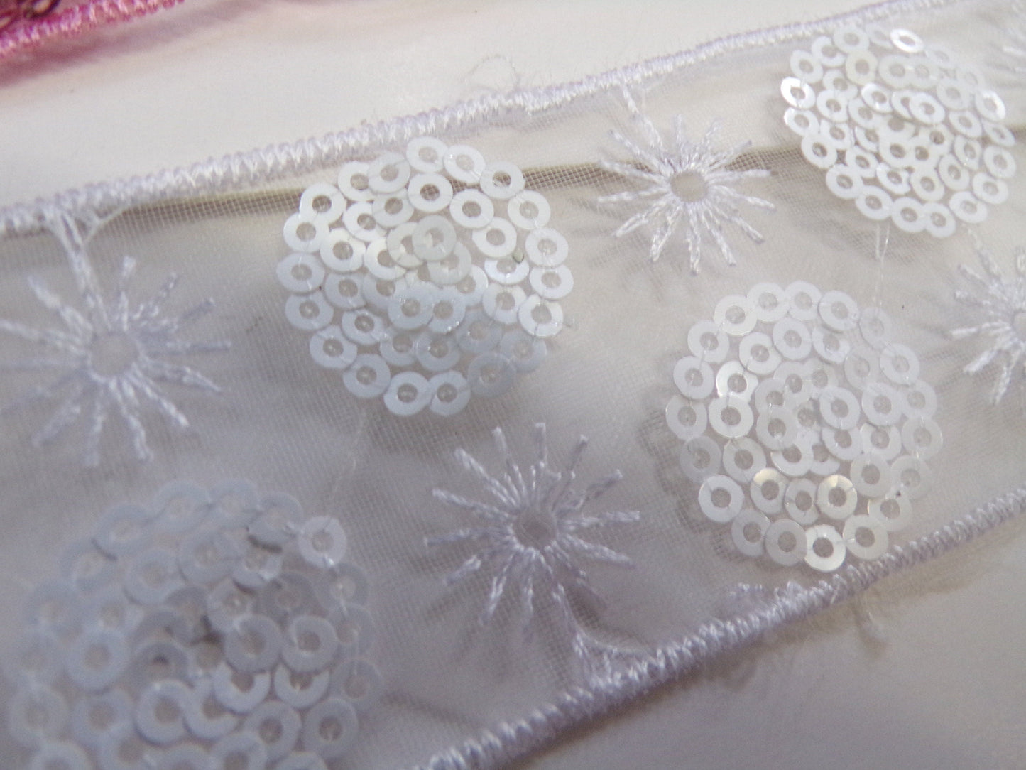 4cm wide Sequins Tape, Organza Tape with Sequins, Decorative Trim, Sequin Lace