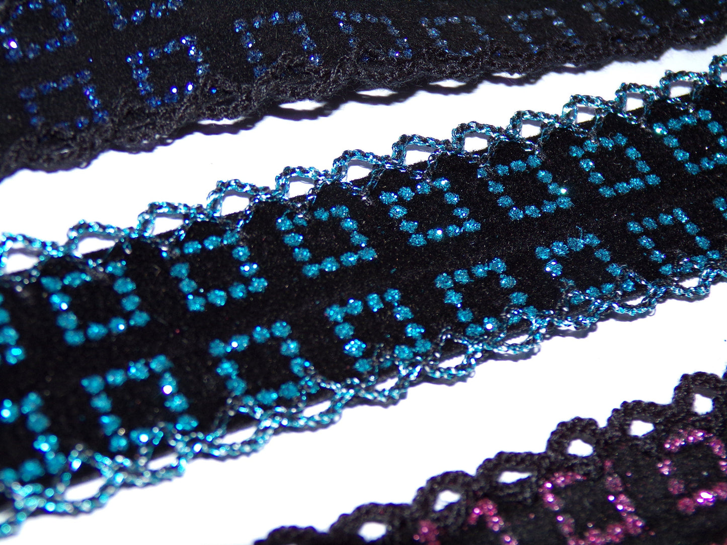 2.5cm wide Rigid Trim, velvet Ribbon, velvet glitter, Craft, Sewing, Velvet ribbon, Embroidered