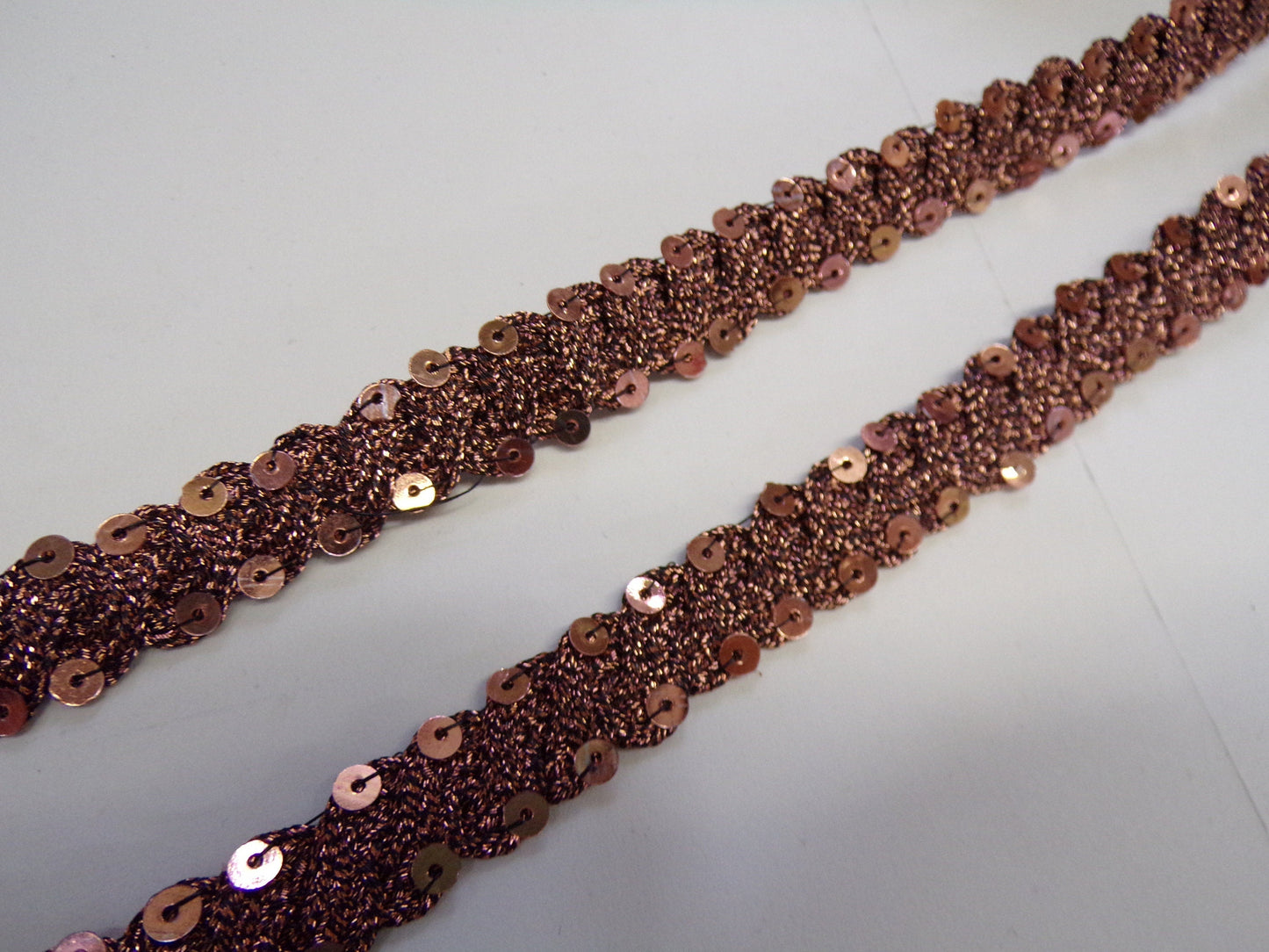 2 Mtr, Sequins & Lurex Bronze Trim, Rigid Tape, 12mm, sequins, lurex tape, sequin tape