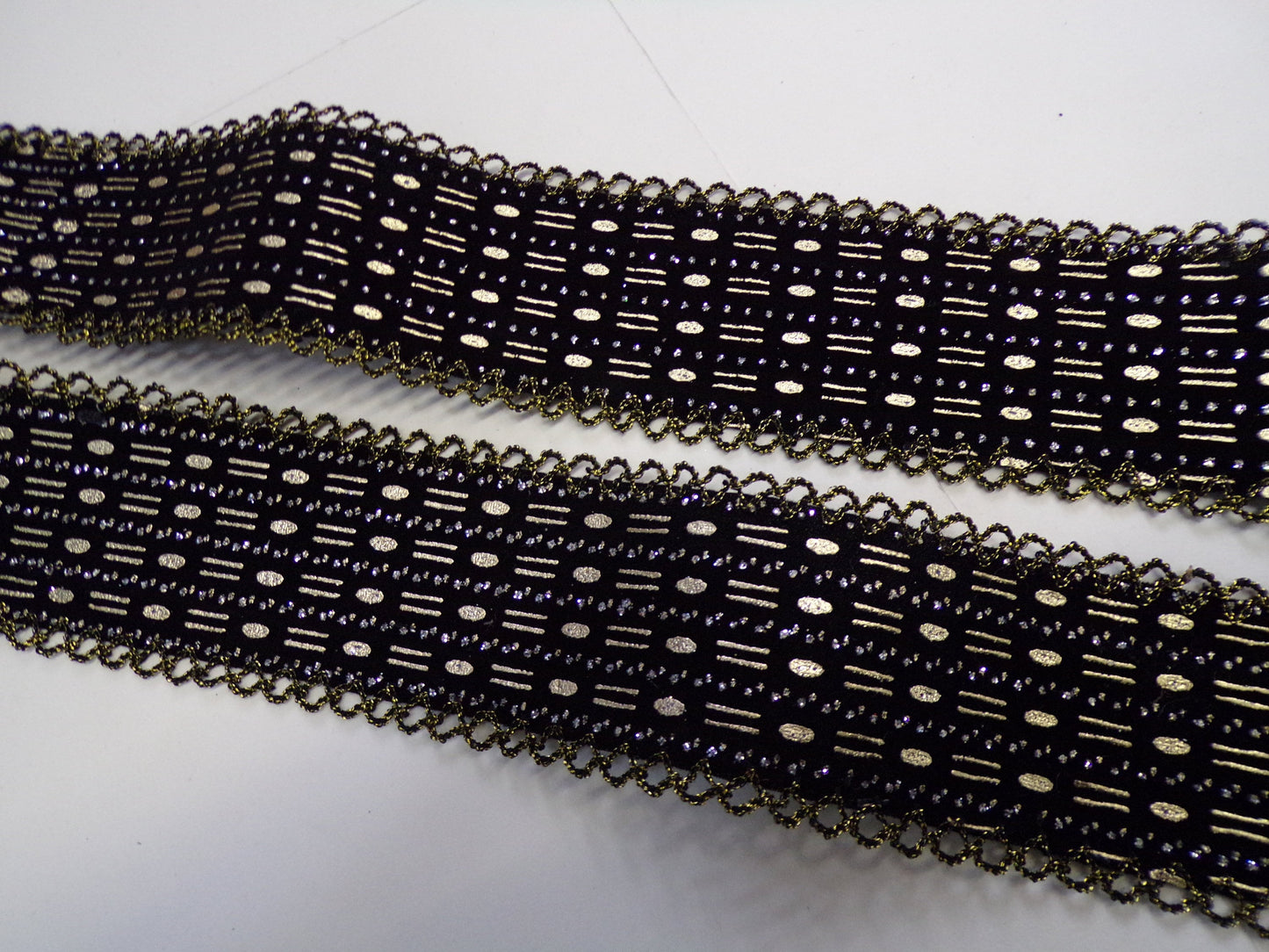 5cm wide Black Gold Lurex Trim, Glitter tape, Gold fancy trim, Velvet trim, Vintage trim. 2” wide tape.