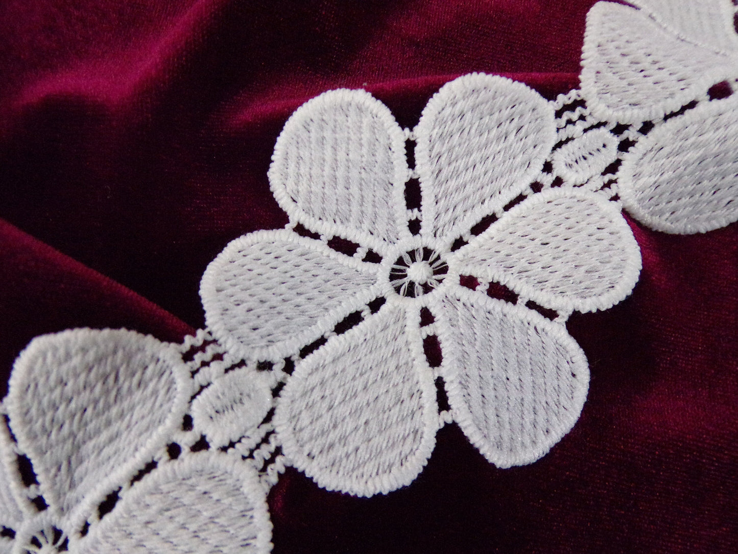 6.5cm White Floral Trim, Floral Lace, Decorative Trim, Flowers appliques for Costume Collar, Headbands, daisy lace, cotton lace