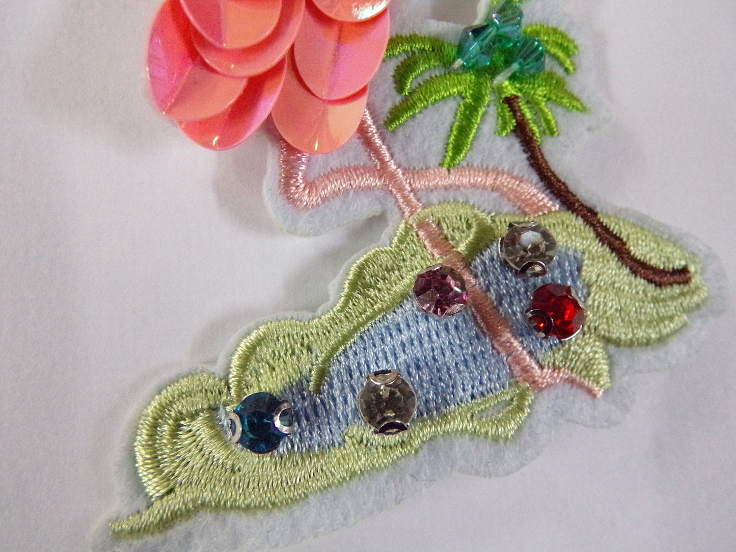 Flamingo Iron on Embroidered Patch, Fancy Sewing Patch, Glue on Patch, Badge iron on, badges