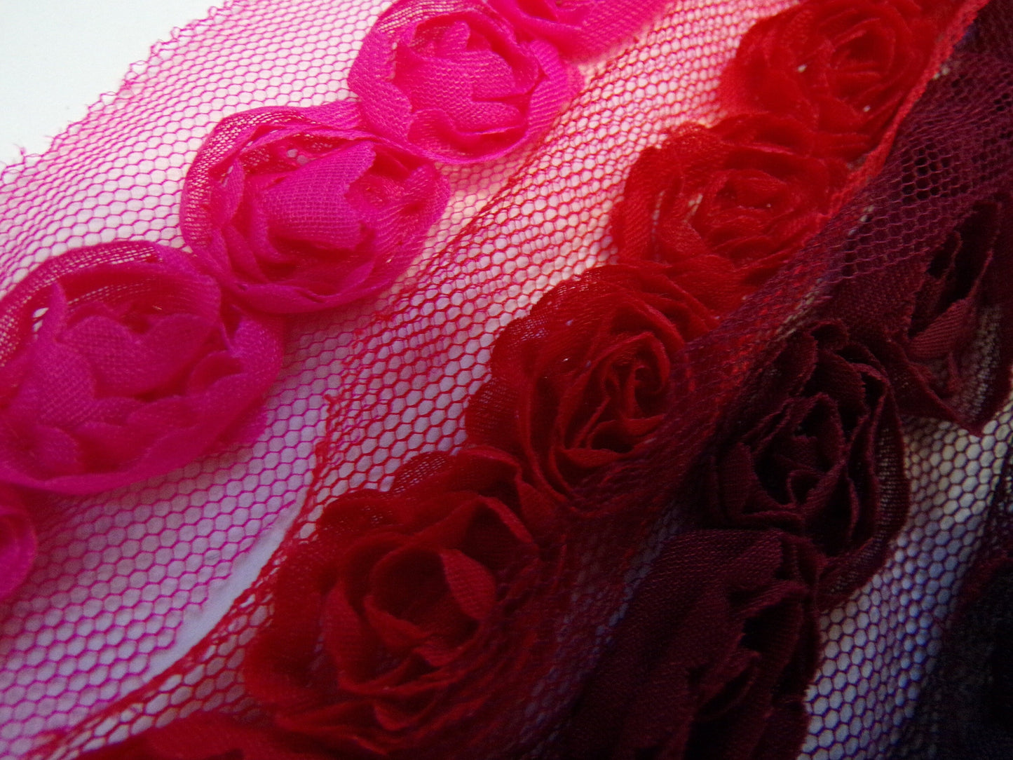 20mm rose, Rose Mesh Tape, Trim, Furnishings, Sewing, Craft, organza rose tape, 3d rose tape. Trimming, floral trim