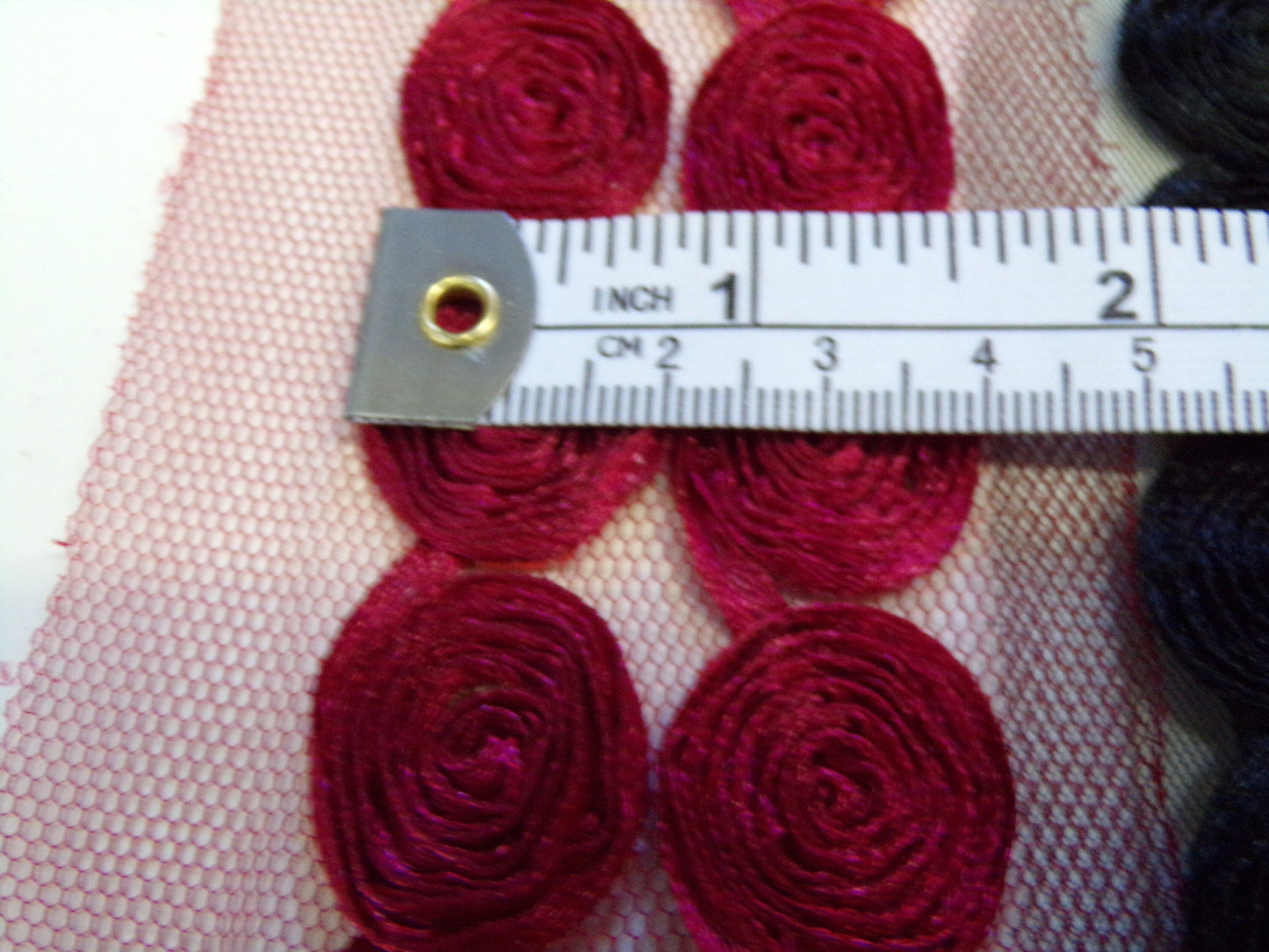 Rose on Mesh Lace Trim, 40mm wide, Black, White, Red, for Home Decor, Sewing, Craft, Dress, rose tape