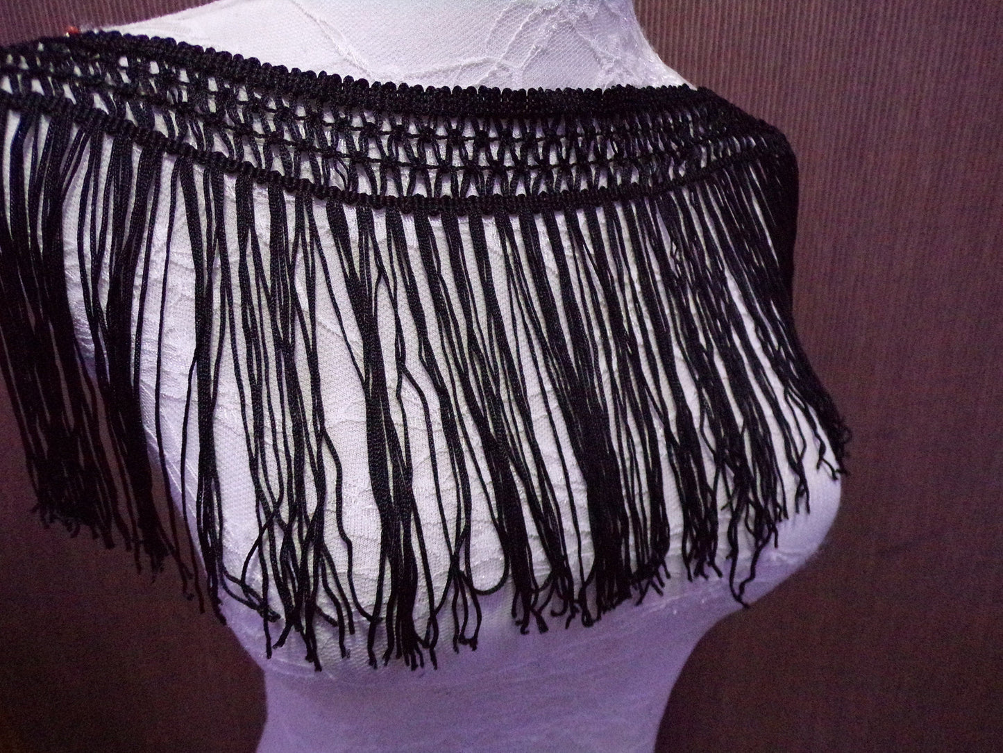 18cm Soft Fringe Trim, Black Fringe, Sewing, Craft, Dancewear fringe, Party Costume, Home fringe, knotted fringe