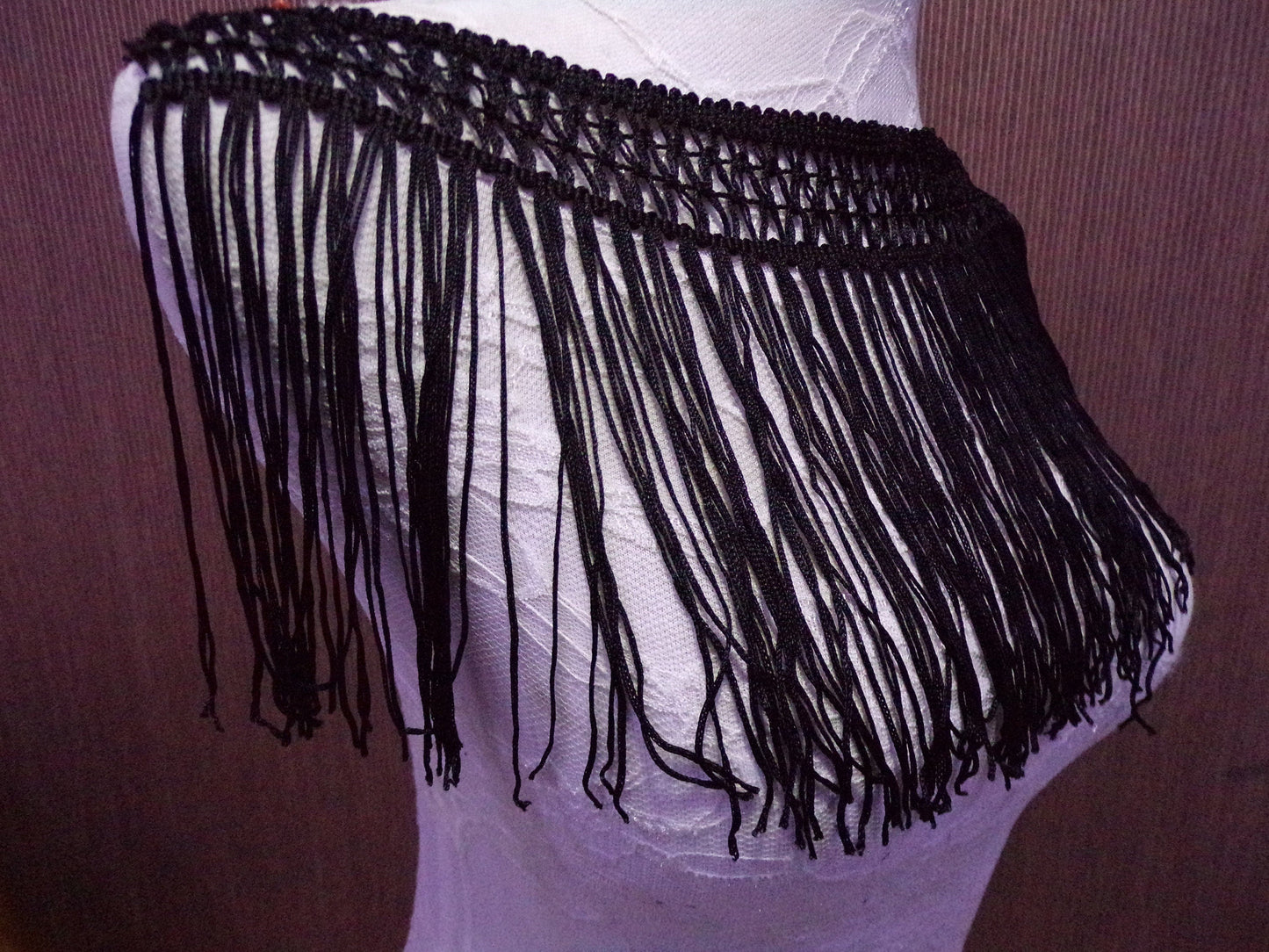 18cm Soft Fringe Trim, Black Fringe, Sewing, Craft, Dancewear fringe, Party Costume, Home fringe, knotted fringe