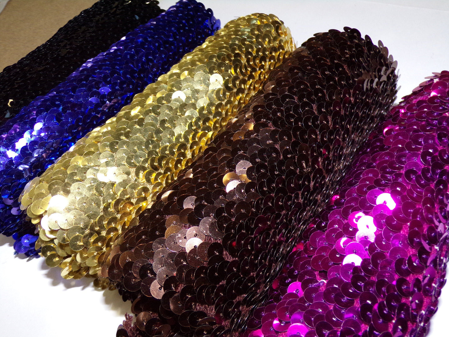 15cm wide, Sequin Elastic, Sequin Stretch Trim, Sewing, Craft sequin, sequin band, stretch sequin, 5 colours, stretch sequin band, sequins