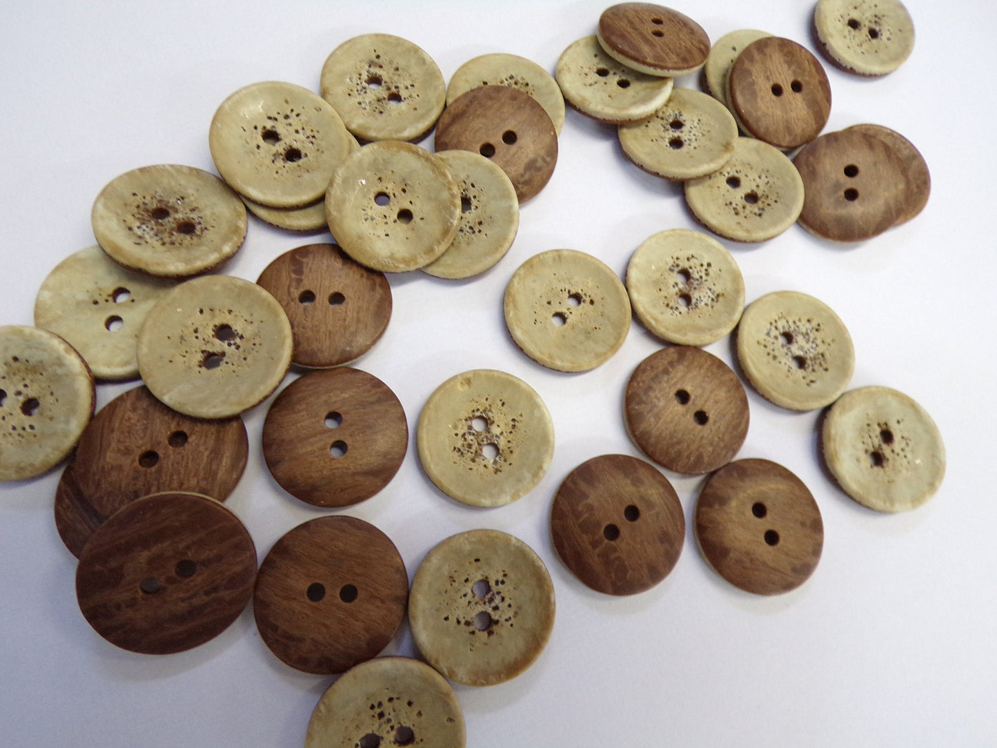 6 pcs Brown Buttons, Beige Buttons, 2-hole 20mm 32L Imitation Wood Pattern, Shirt Buttons, Coat Buttons, Sewing Button
