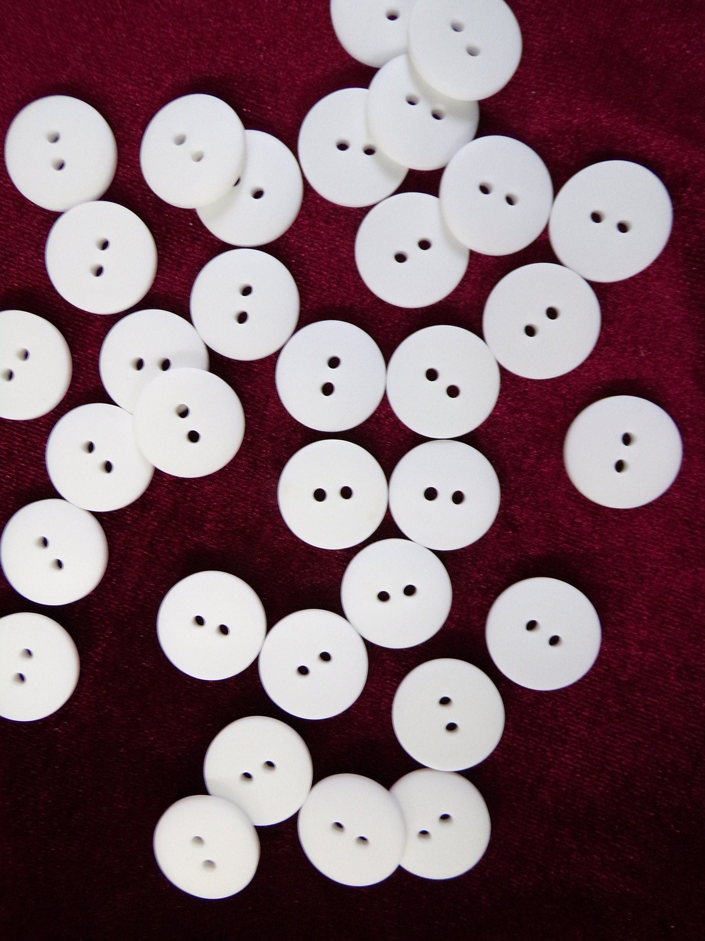 6pcs Matt Flat White Buttons 16mm 26L, Shirt Buttons, Dress Buttons, Sewing Knitting