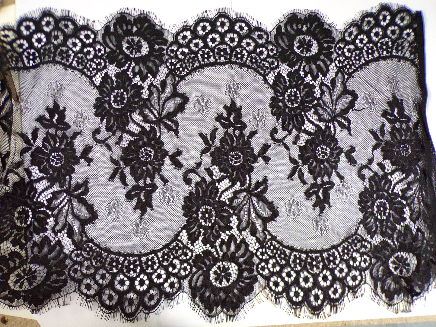 32cm Black or Ivory Delicate Black Eyelash Lace Trim, French Lace, Lace, Sewing, Craft, fashion lace, eyelash lace