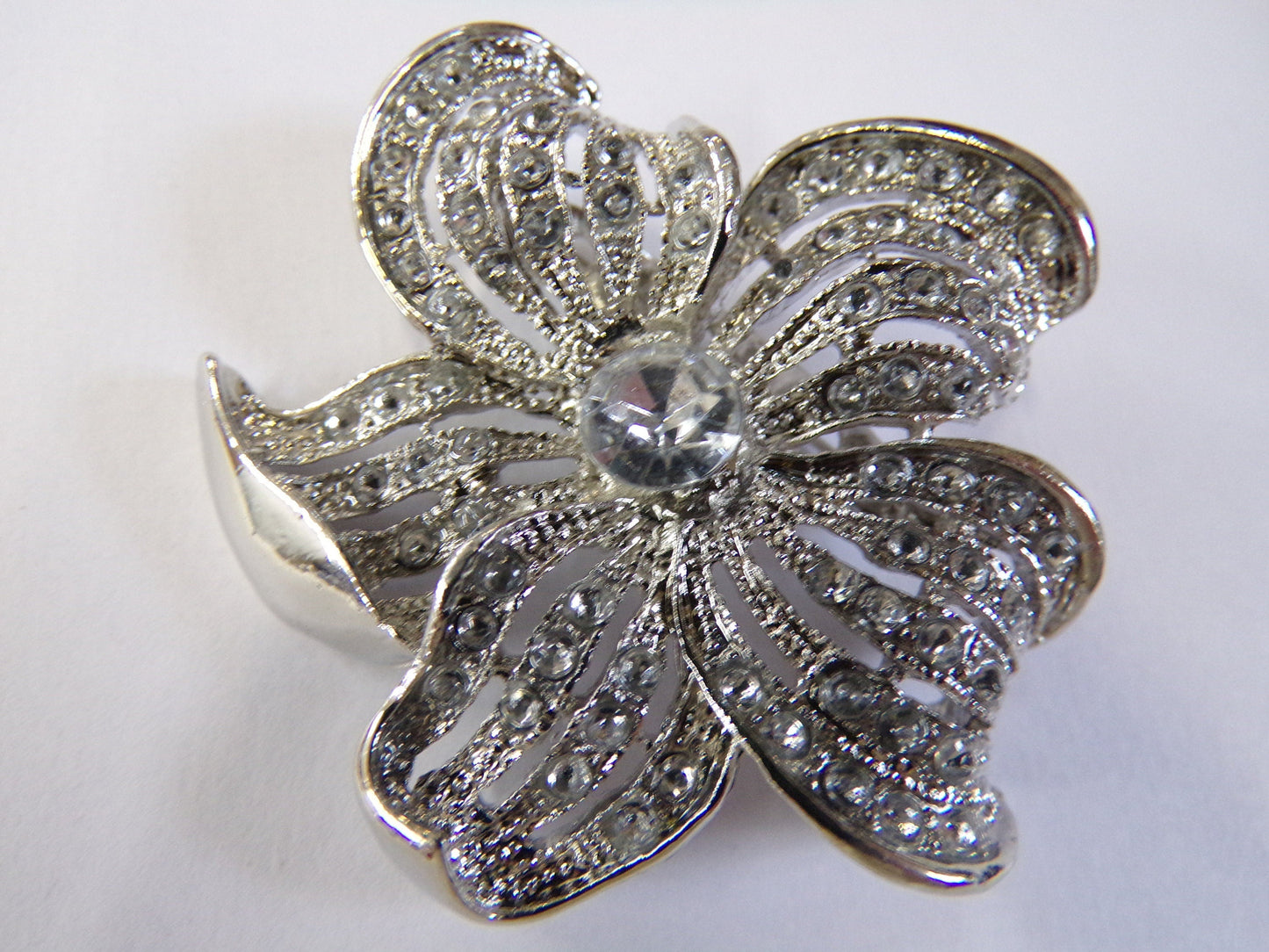 Diamante Flower Brooch, Rhinestone Jewel, 5cm Brooch, Multi Purposes brooch, Sparkling Brooch, Pin-on Brooch, brooch, Silver or Gold