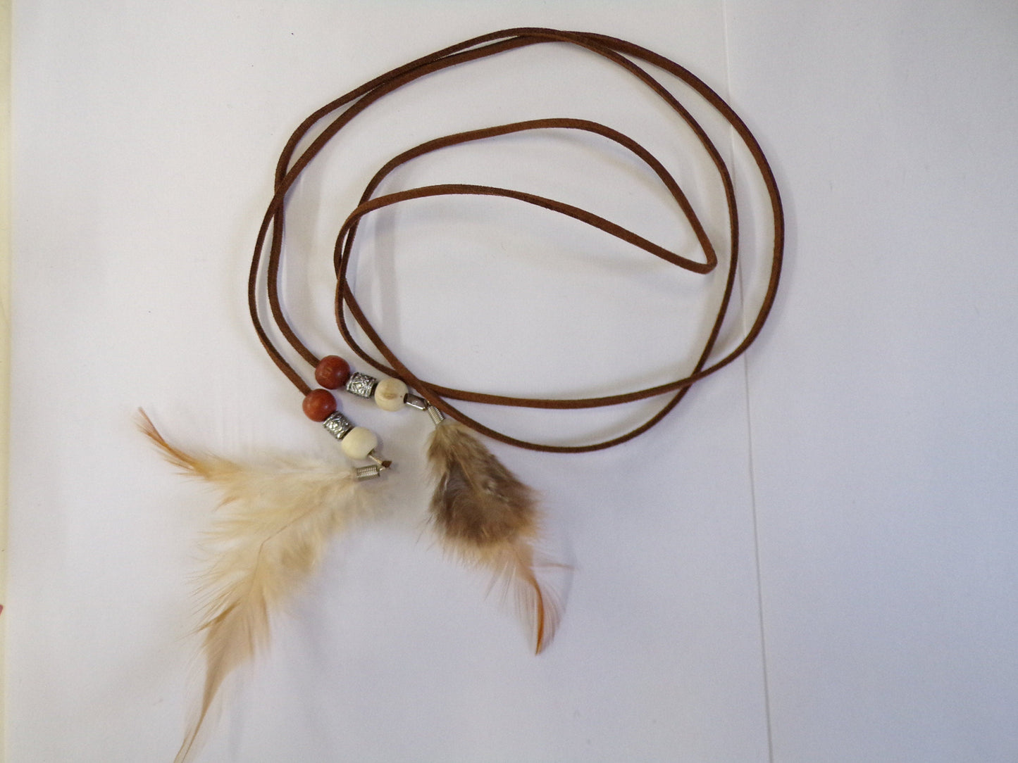 Brown Suede Boho Belt, Vintage Style belt, Boho women's accessories, feather belt, bead feather belt. Boho belt, festival belt