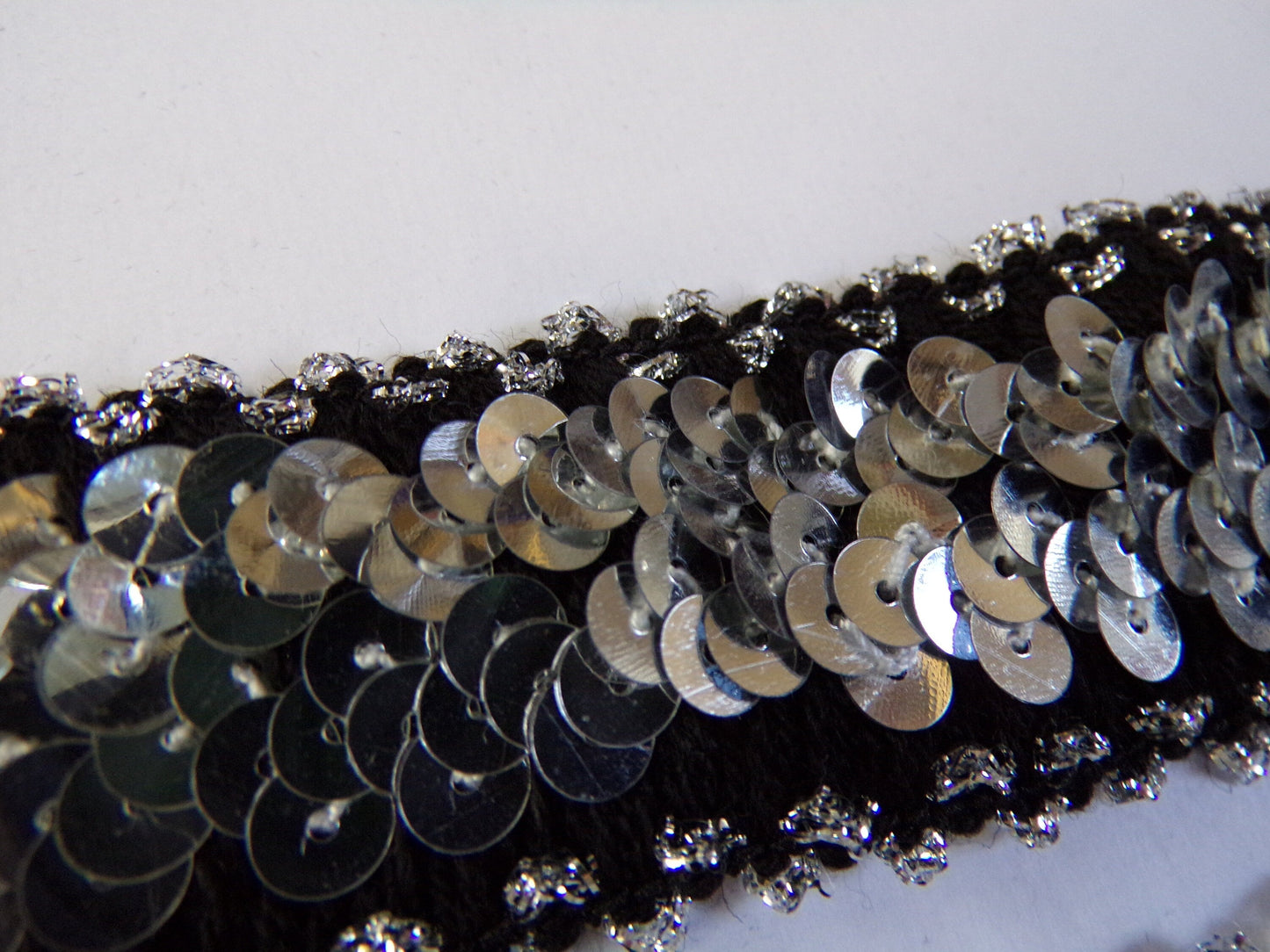 3.5cm wide Black White Sequins Elastic, Lurex Elastic, Sequins Stretch Trim, decor sewing craft, sequins, stretch sequin