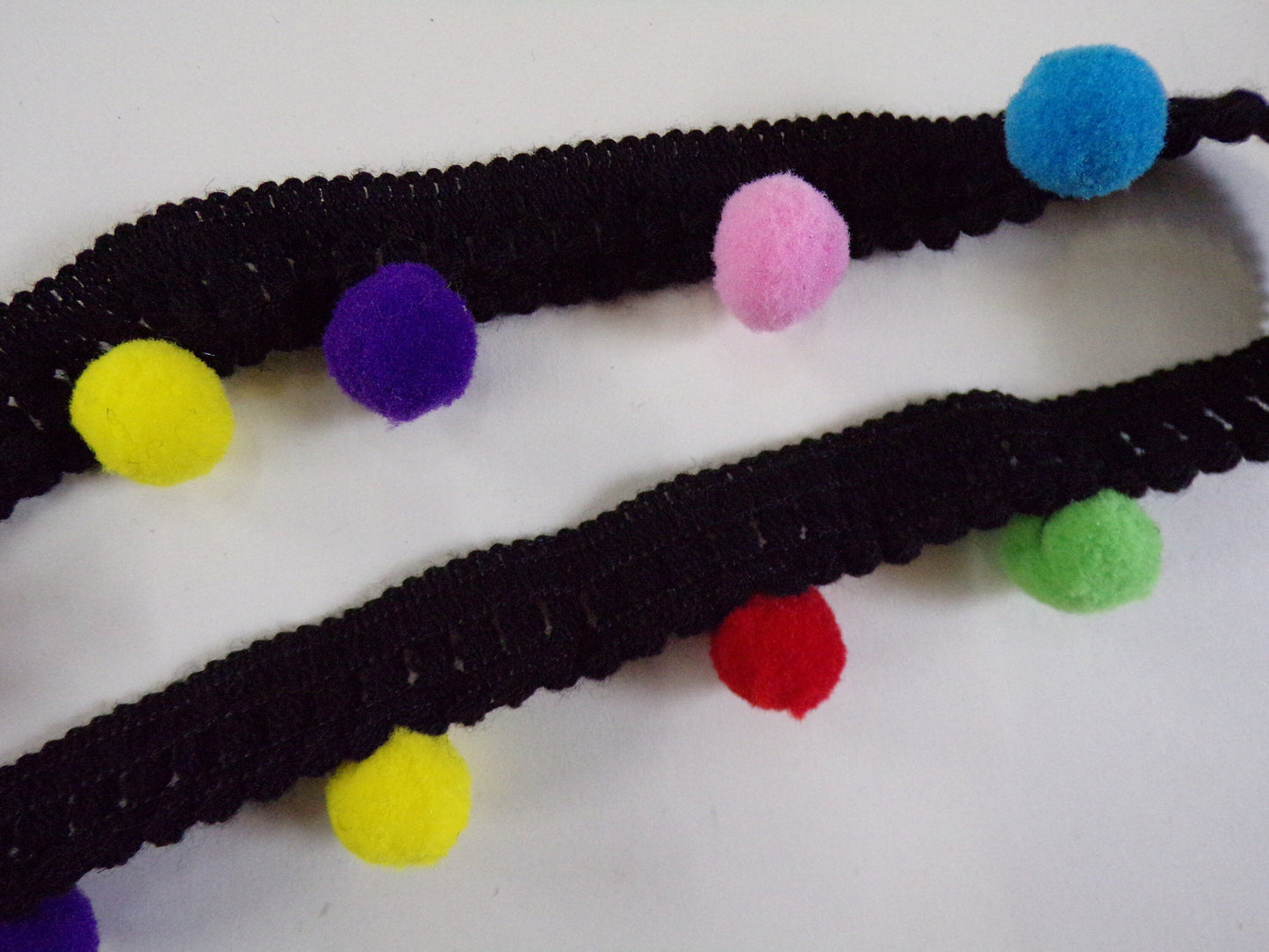Pom Pom Trim, Boho Trim, Tape, Ribbon, Black, White, Sewing, Craft, festival trim