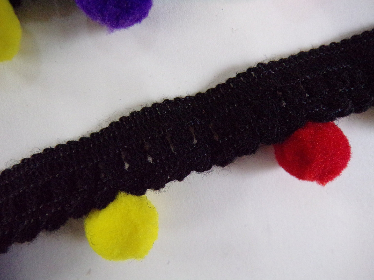 Pom Pom Trim, Boho Trim, Tape, Ribbon, Black, White, Sewing, Craft, festival trim