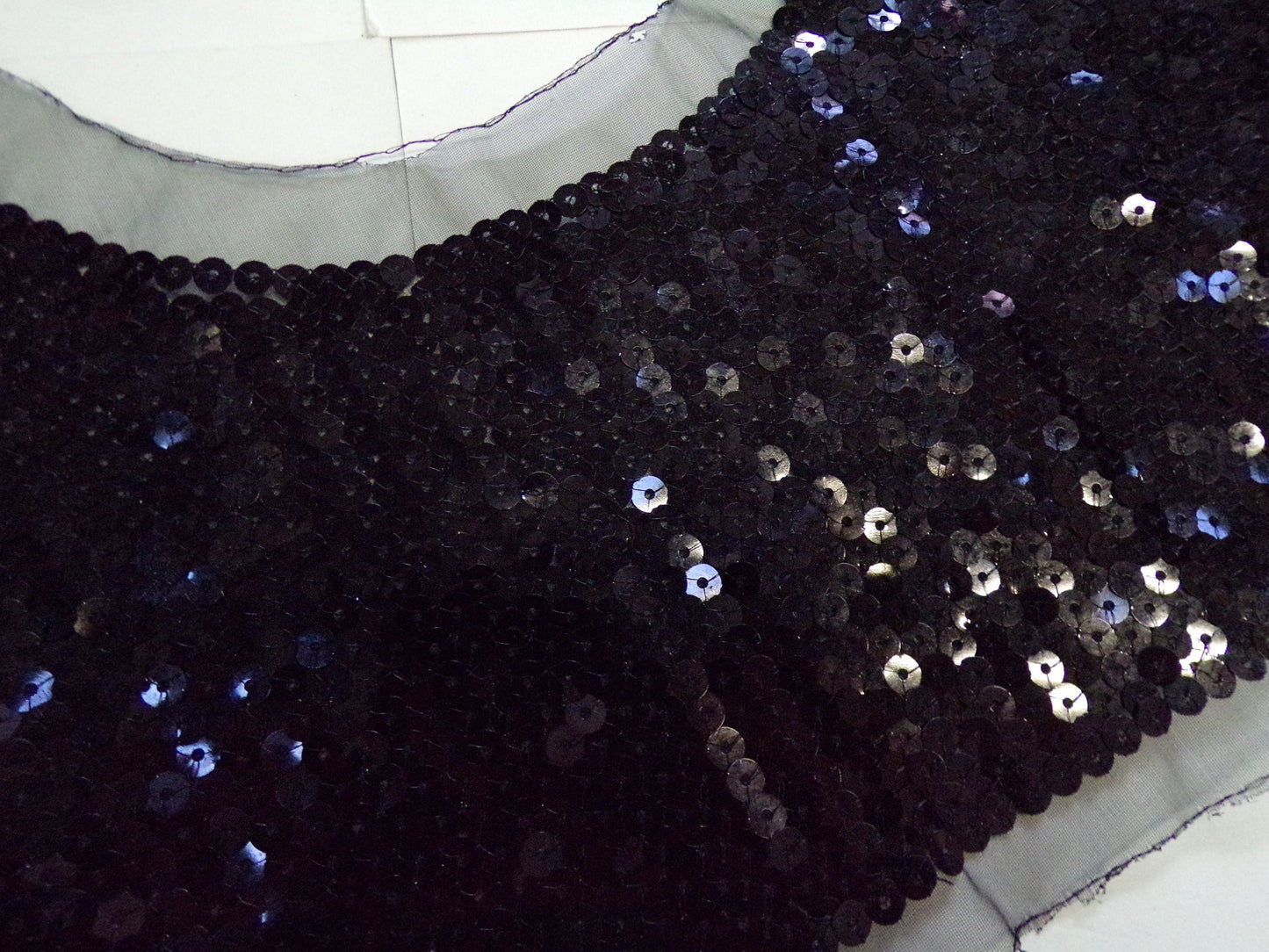 Beautiful Sequin Applique, Black Sequin Patch, necktrim