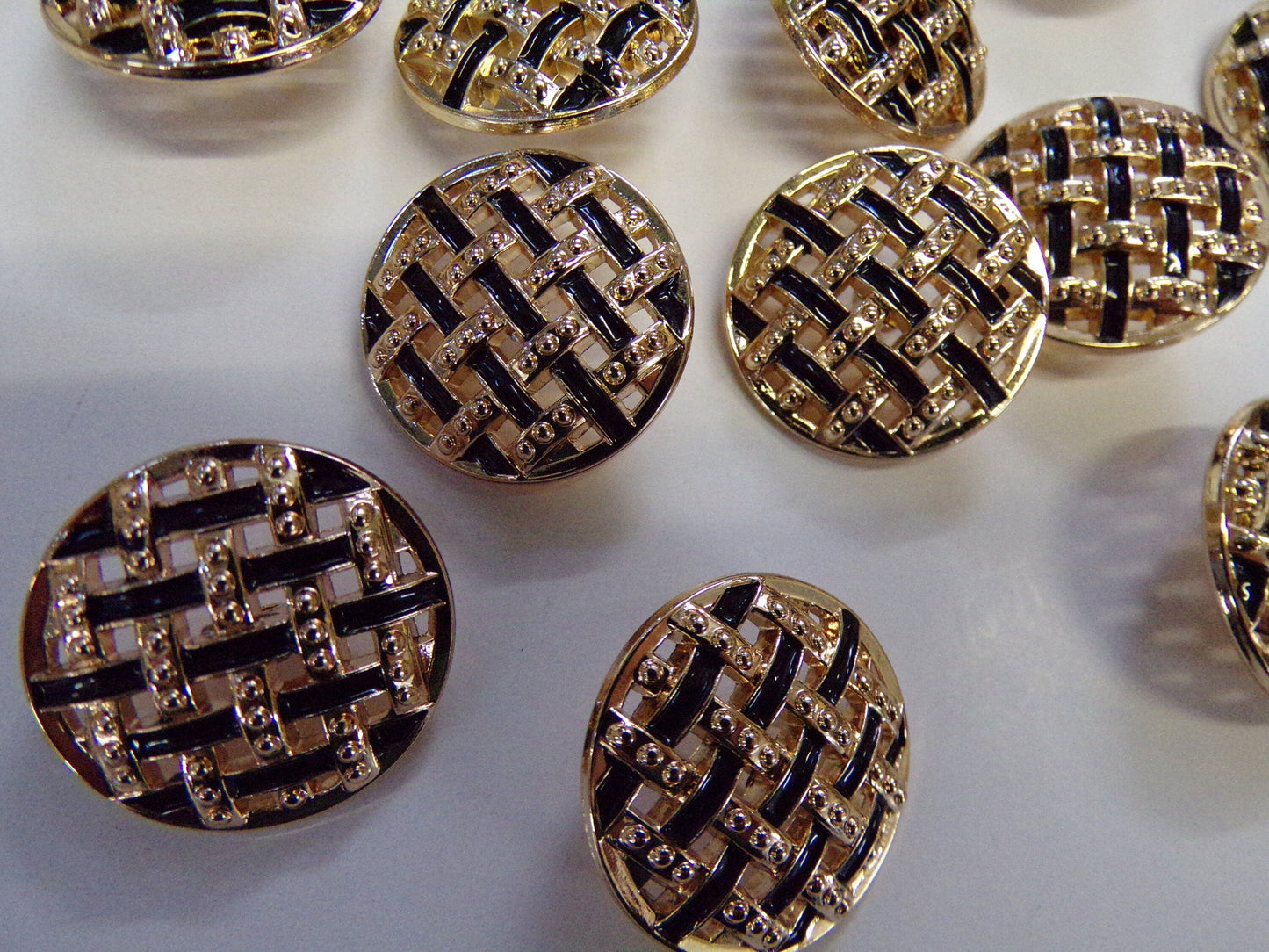 Metal Gold and Black Buttons, Vintage Buttons, Coat Buttons, Perfect for Knitting Sewing, metal gold button, button, gold button.