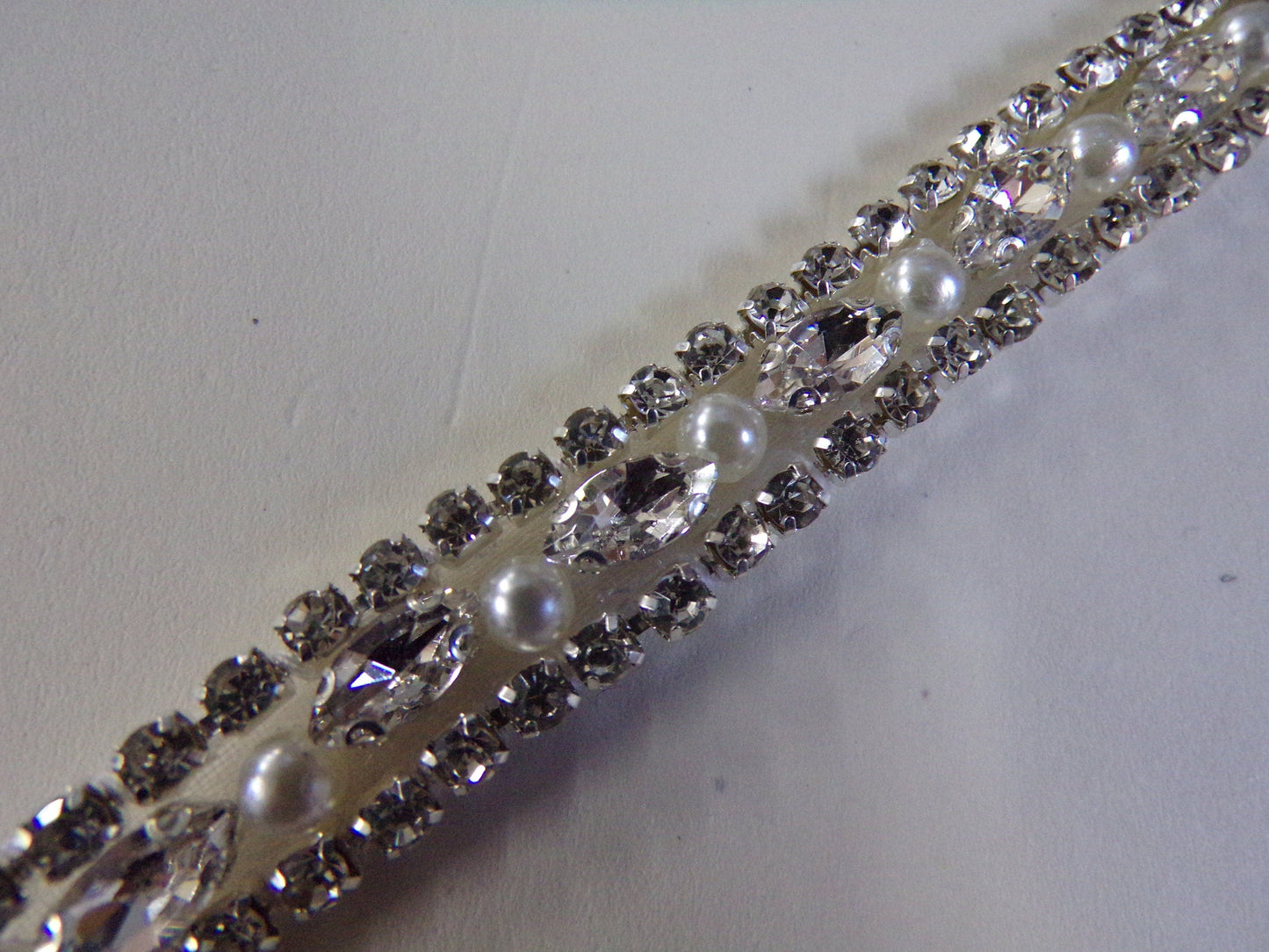 Diamante Pearl Beaded Trim, Iron on Rhinestone Ribbon for Bridal, Sash Diamante Wedding, Belt, Hat, Bag, Craft, iron on diamante, diamante,