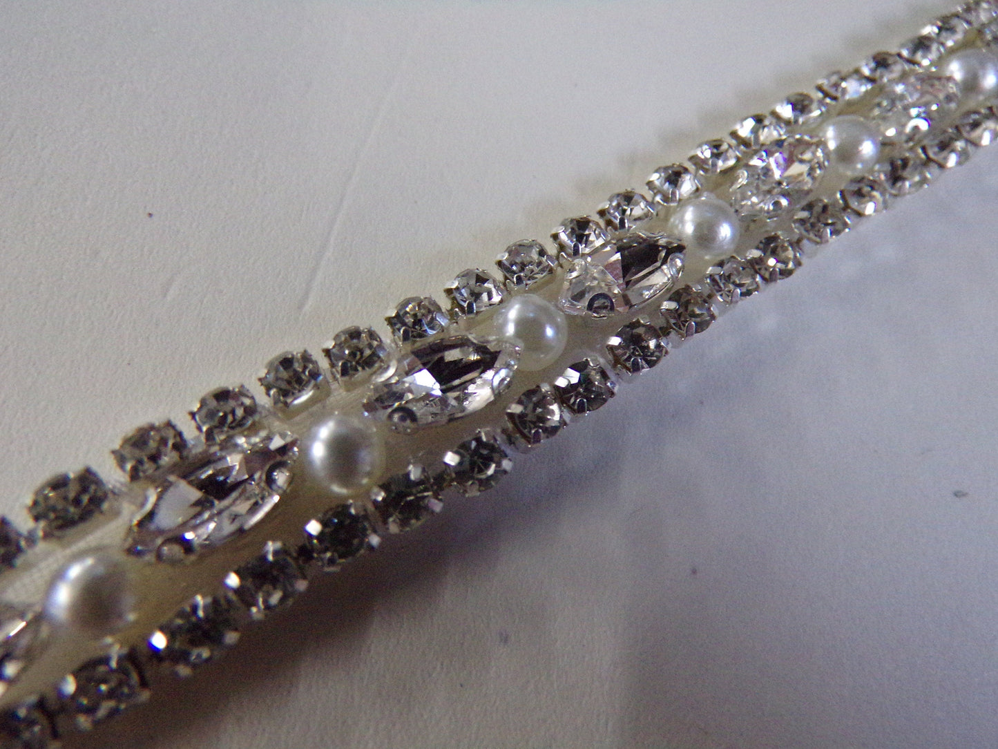 Diamante Pearl Beaded Trim, Iron on Rhinestone Ribbon for Bridal, Sash Diamante Wedding, Belt, Hat, Bag, Craft, iron on diamante, diamante,