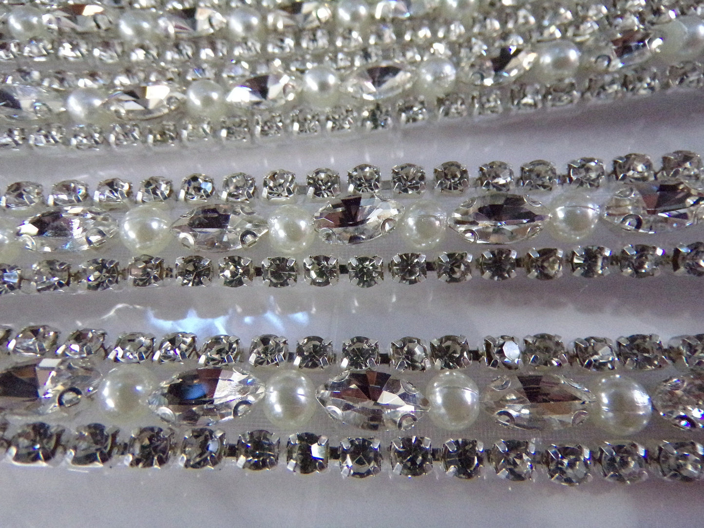 Diamante Pearl Beaded Trim, Iron on Rhinestone Ribbon for Bridal, Sash Diamante Wedding, Belt, Hat, Bag, Craft, iron on diamante, diamante,
