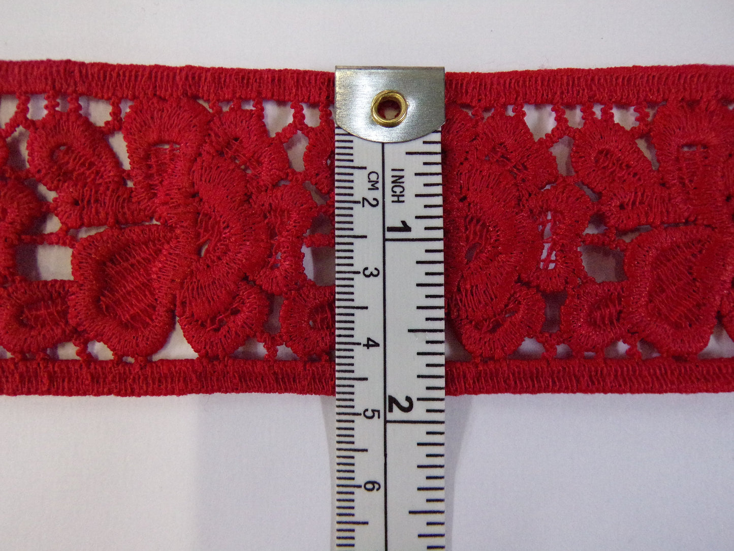 Beautiful Floral Guipure Lace Trim, Red Lace, Sewing Ribbon, Craft, Tape, red floral lace, red cotton lace,