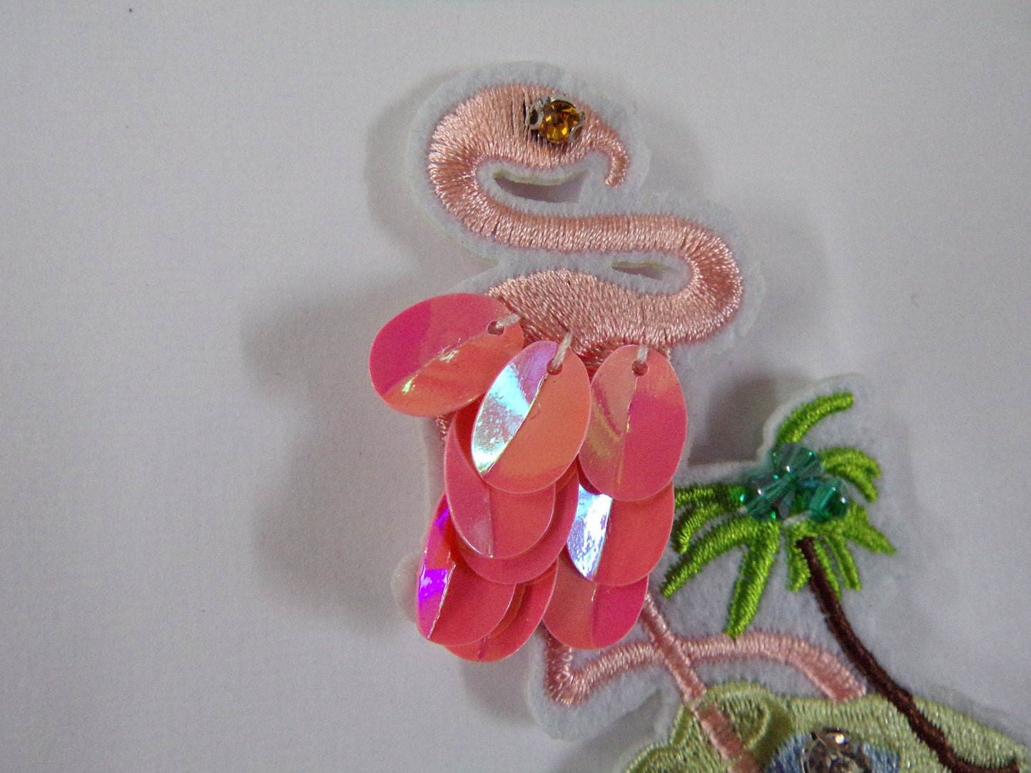 Flamingo Iron on Embroidered Patch, Fancy Sewing Patch, Glue on Patch, Badge iron on, badges