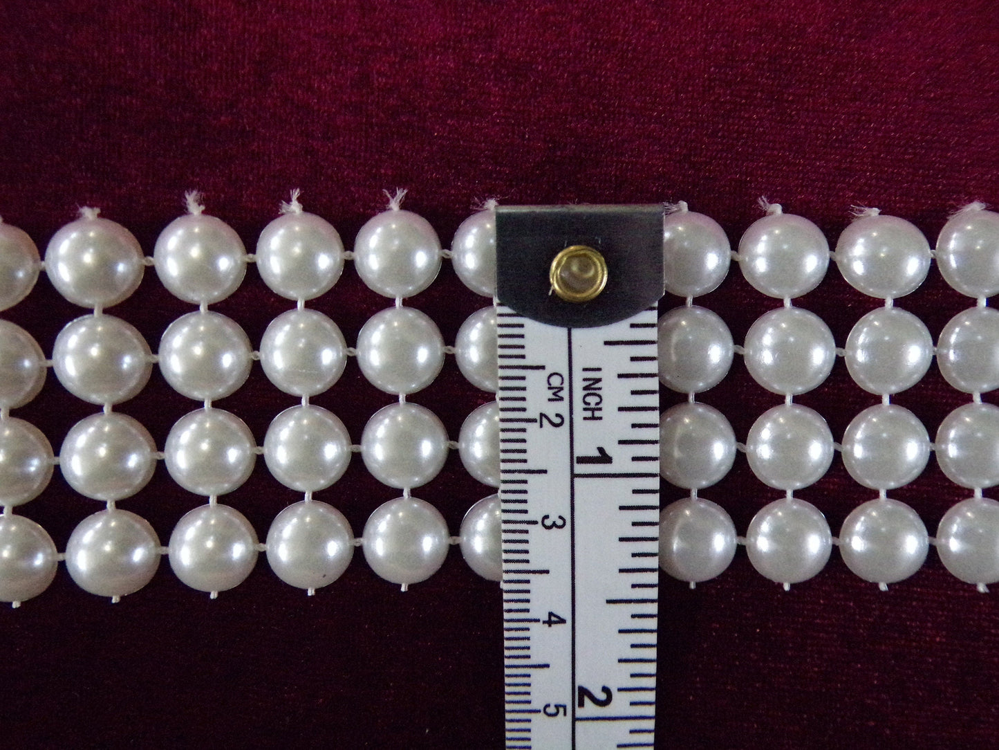 1mtr Plastic Ivory Pearl Trim, Sew on Trim, Decorative Tape, Pearl tape on Mesh. 38mm, pearls