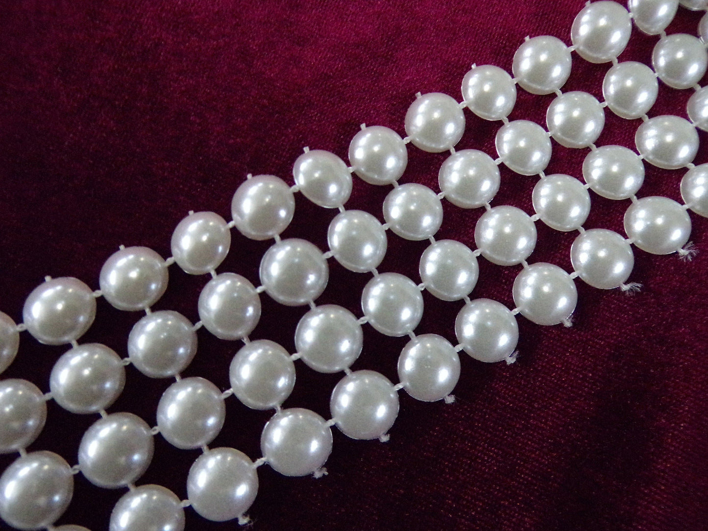 1mtr Plastic Ivory Pearl Trim, Sew on Trim, Decorative Tape, Pearl tape on Mesh. 38mm, pearls