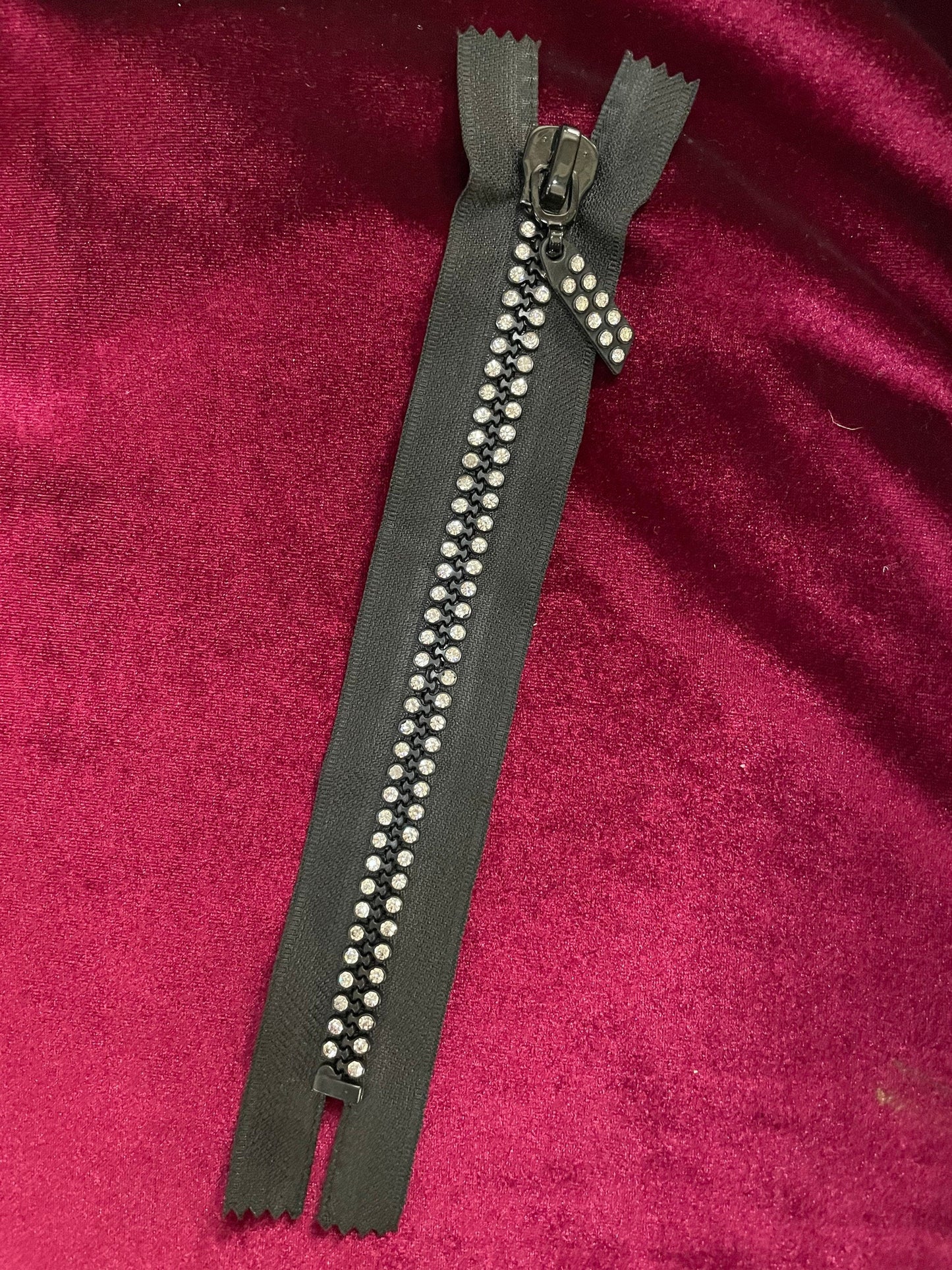 Diamanté Zips. Rhinestone zips, Shiny zips, 20cm, embellishment, zips