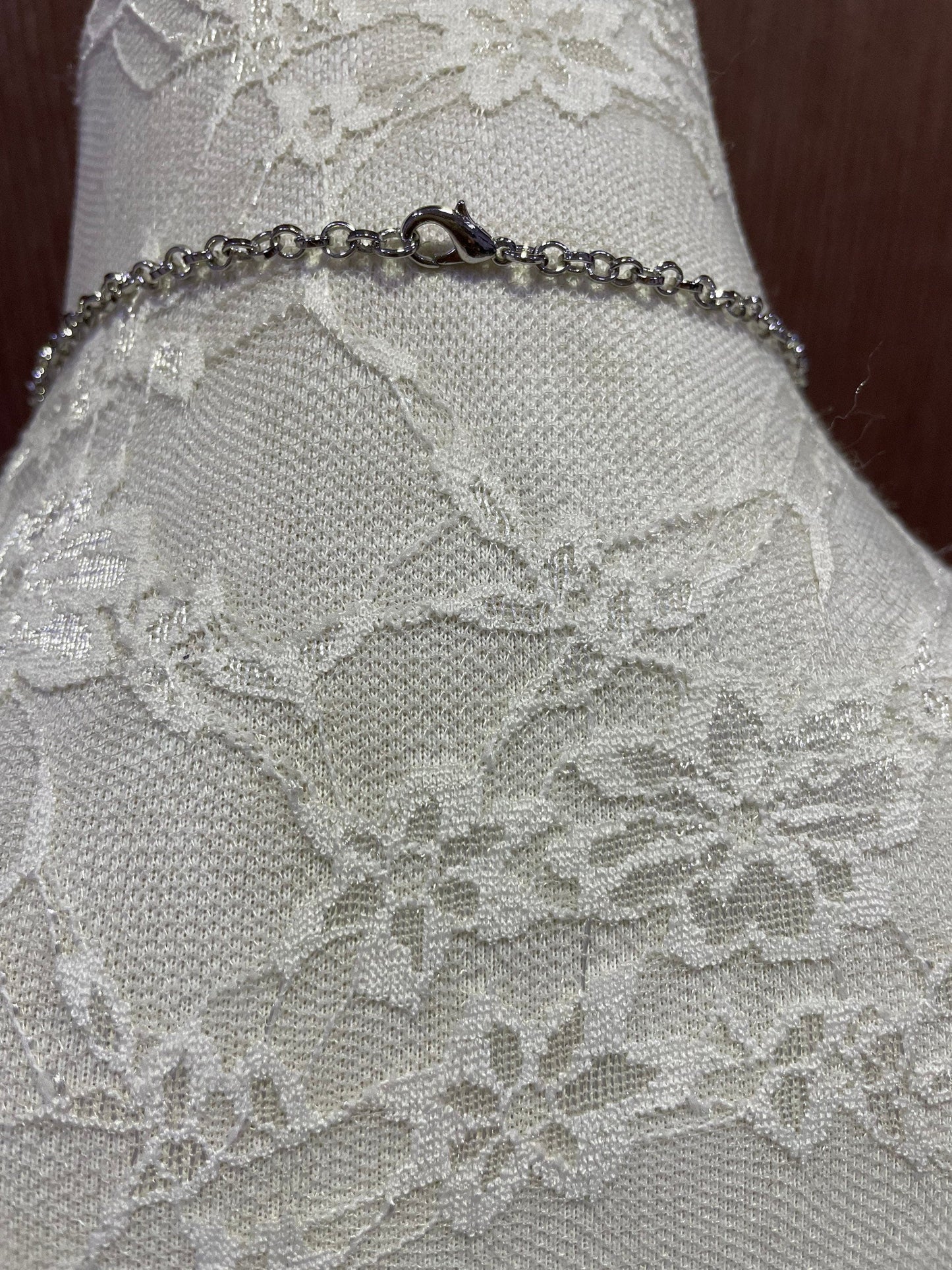 Diamanté charm necklace, necklace, silver necklace, delicate necklace, diamanté pendent necklace.