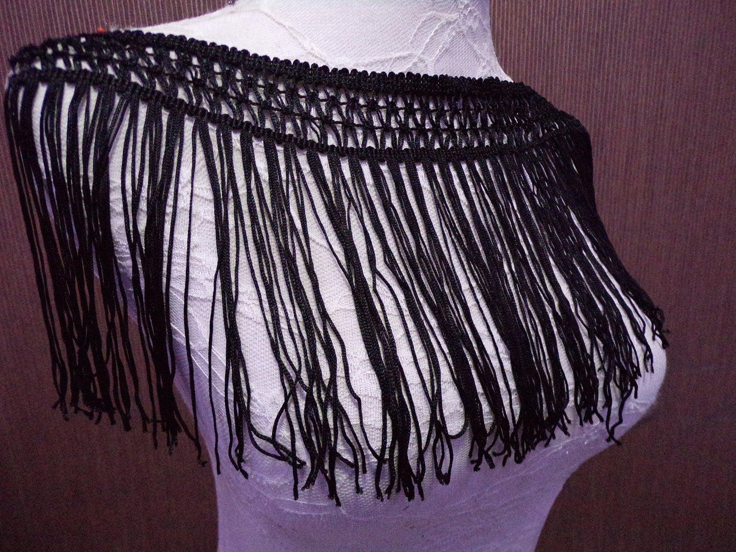 18cm Soft Fringe Trim, Black Fringe, Sewing, Craft, Dancewear fringe, Party Costume, Home fringe, knotted fringe