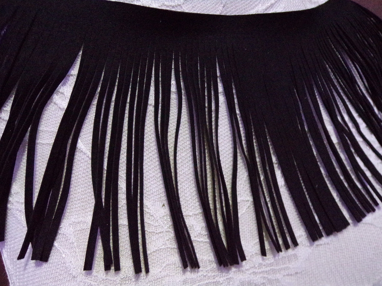 11cm Faux Suede Black Fringe Trim, fashion Decor, Sewing, Craft, fringe, suede fringe, couture fringe, faux suede, suede fringe
