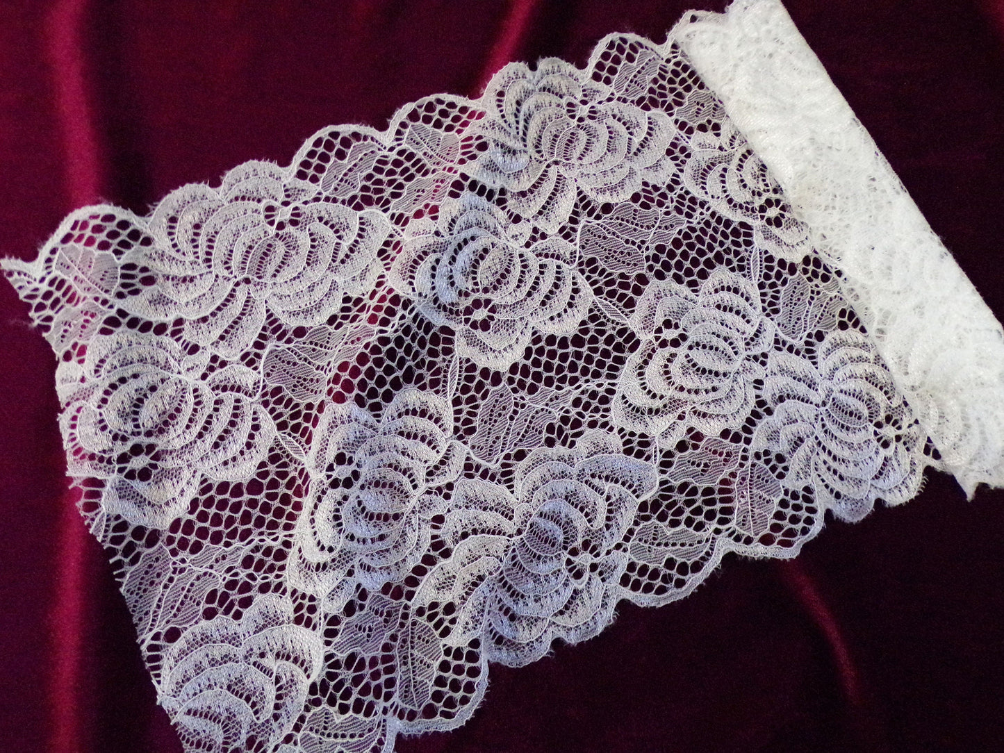 20cm, Elegant FLORAL Stretch Lace Trim, Black Or Ivory, Stretch Lace, French lace trim, Wide lace, stretch lace, lingerie lace, soft lace