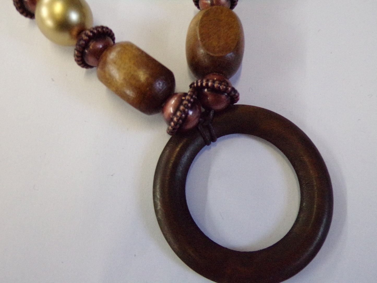 Wood Ring and bead Pendant, Wood Bead Straps, Jewel, Craft, boho