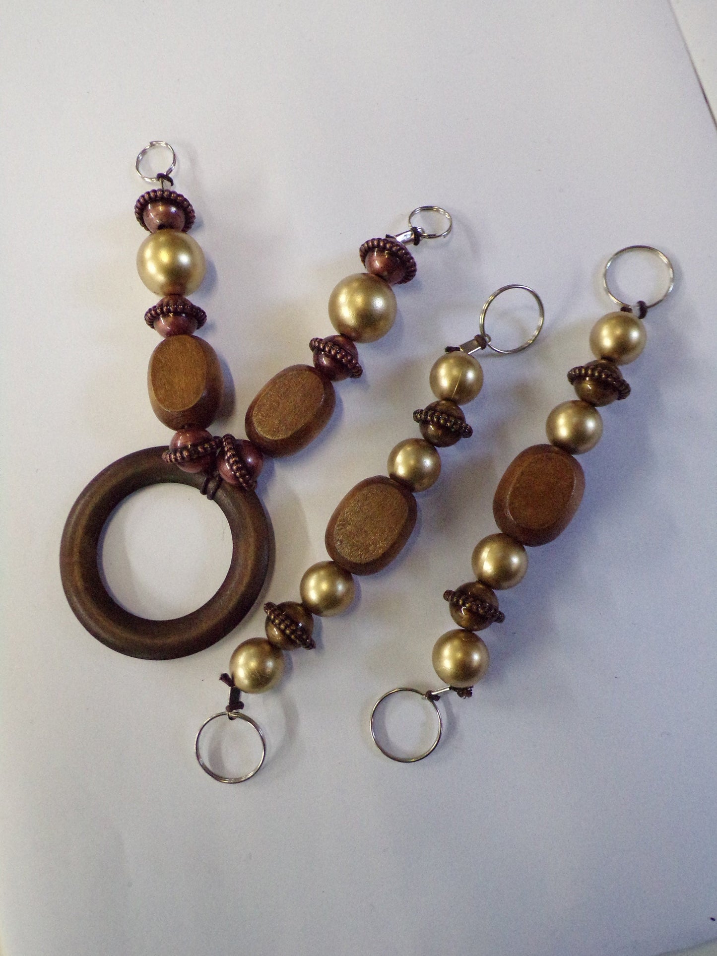 Wood Ring and bead Pendant, Wood Bead Straps, Jewel, Craft, boho
