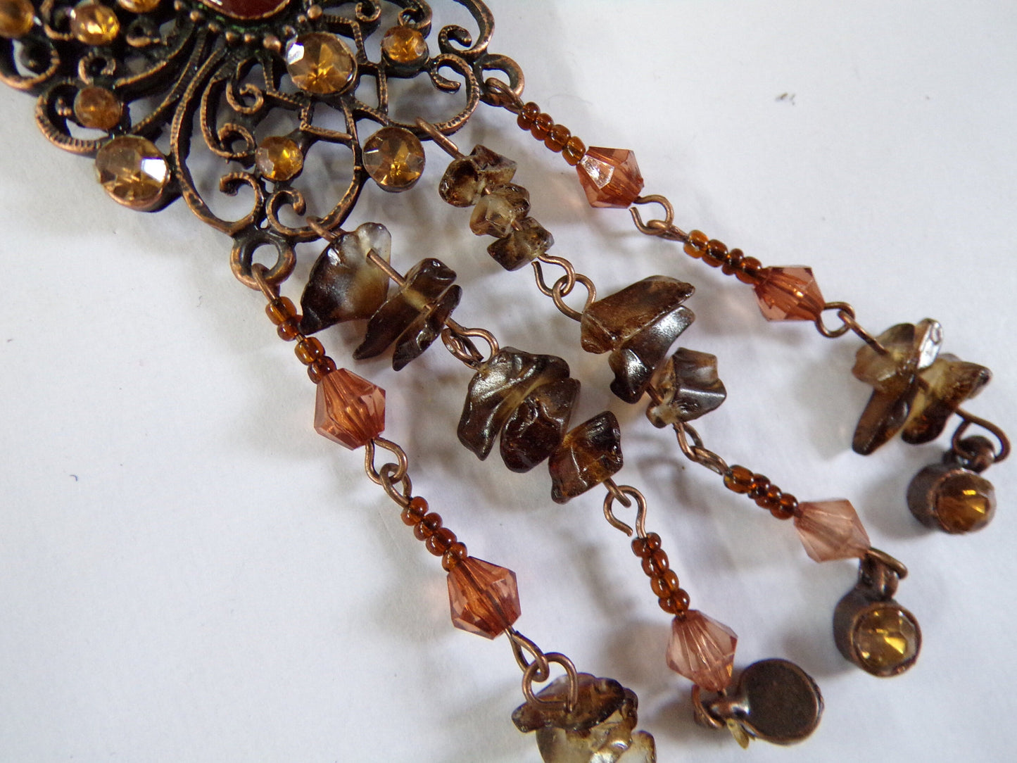 Beautiful Bronze Brooch with Crystals, Pin Brooch, Jewellery