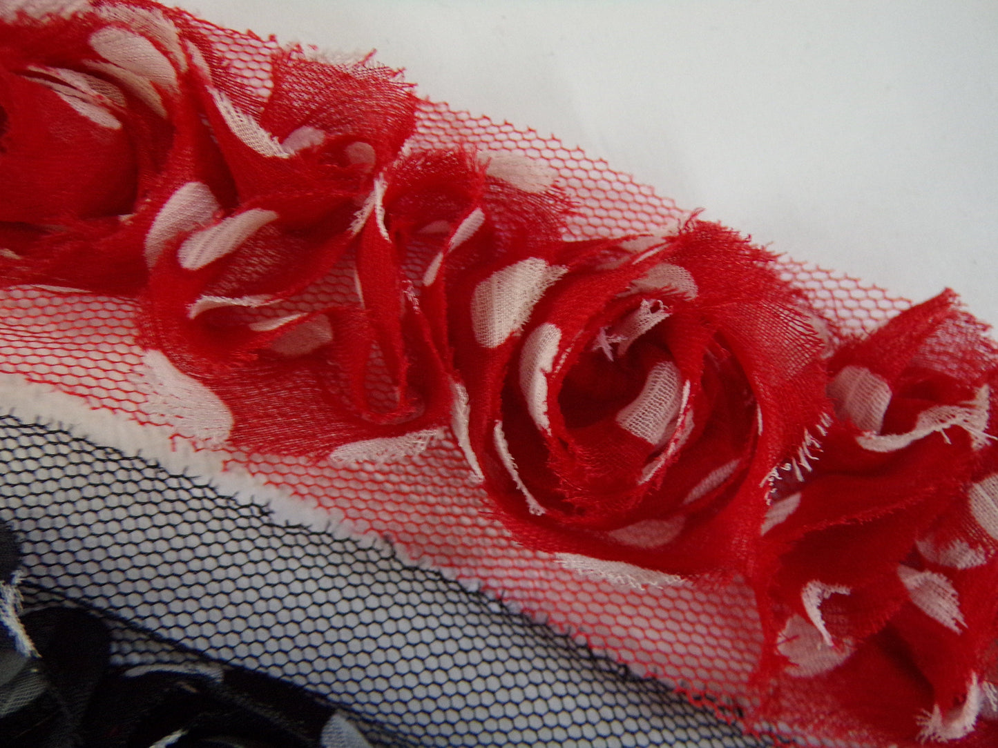 Floral Tape, Rose Mesh Tape for Decoration, Garments, Sewing, 40mm wide, floral, Ross trim, polka dot