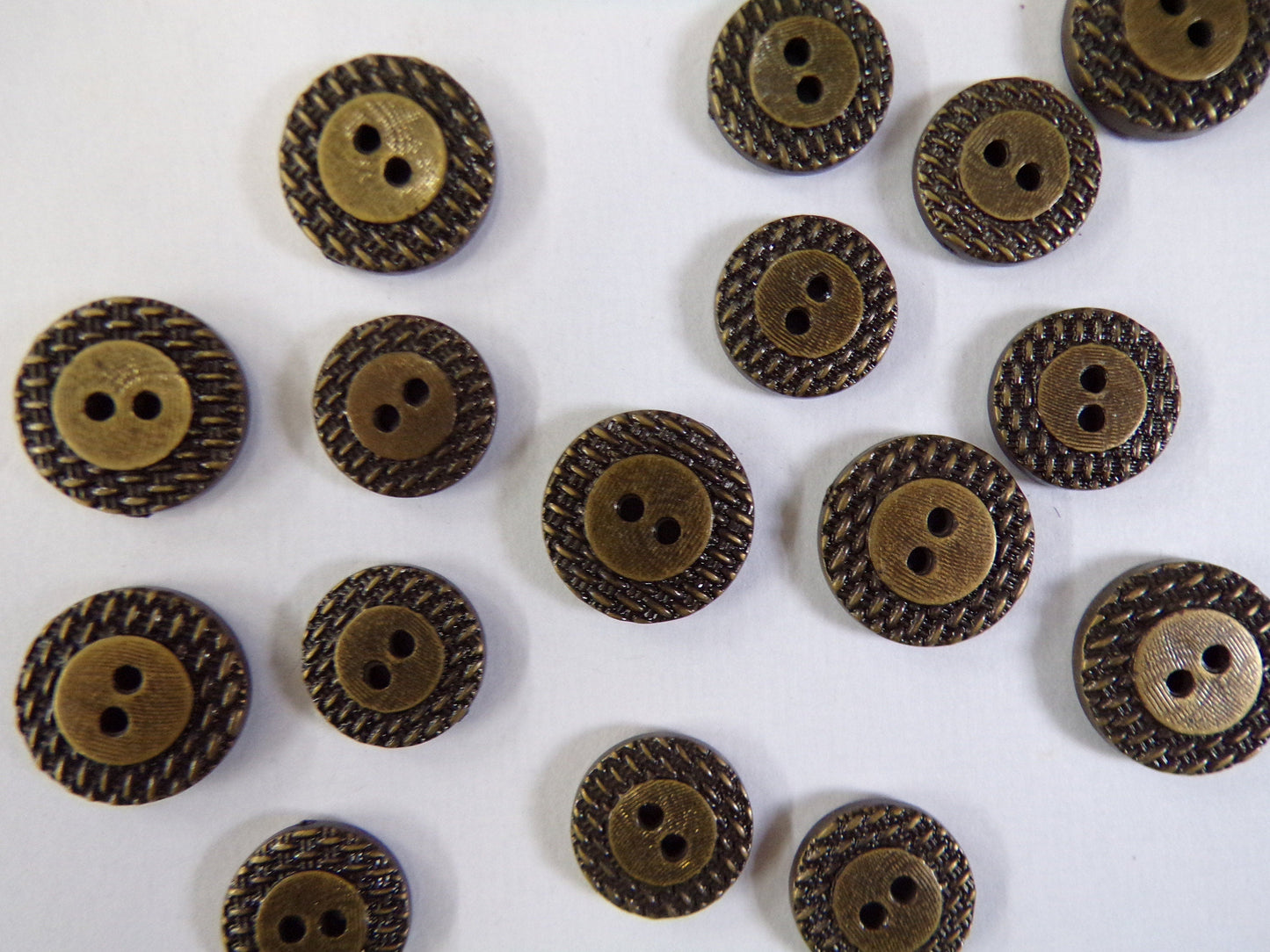 6pcs, Gold or Antique brass buttons, Flat Woven Buttons, 2-hole Buttons, Clothing, knitwear buttons, buttons, gold buttons, brass buttons