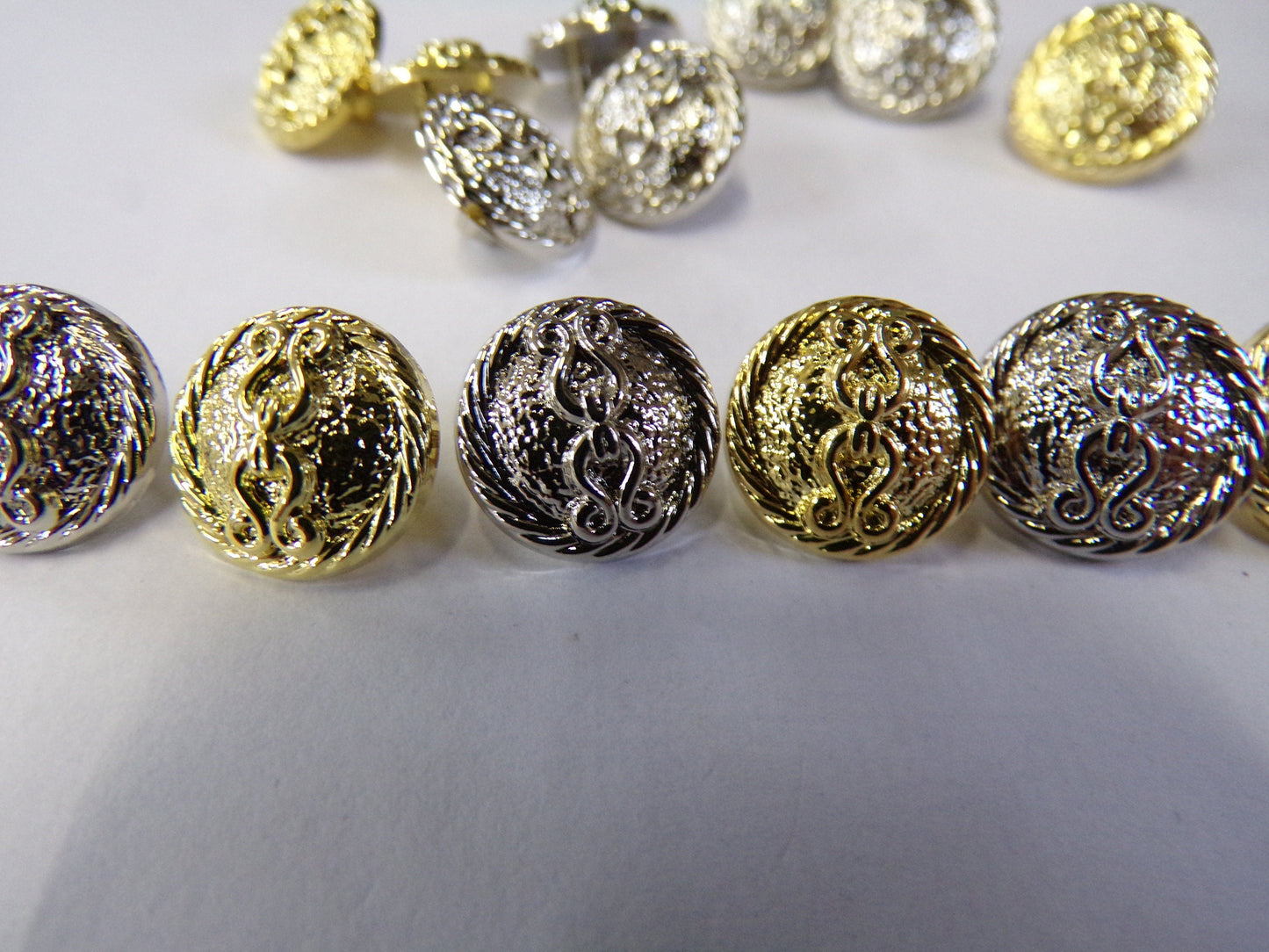 12.5mm Small Gold and Silver Shank Buttons, Round Metallic Effect buttons, Shirt Buttons, Clothing Buttons,
