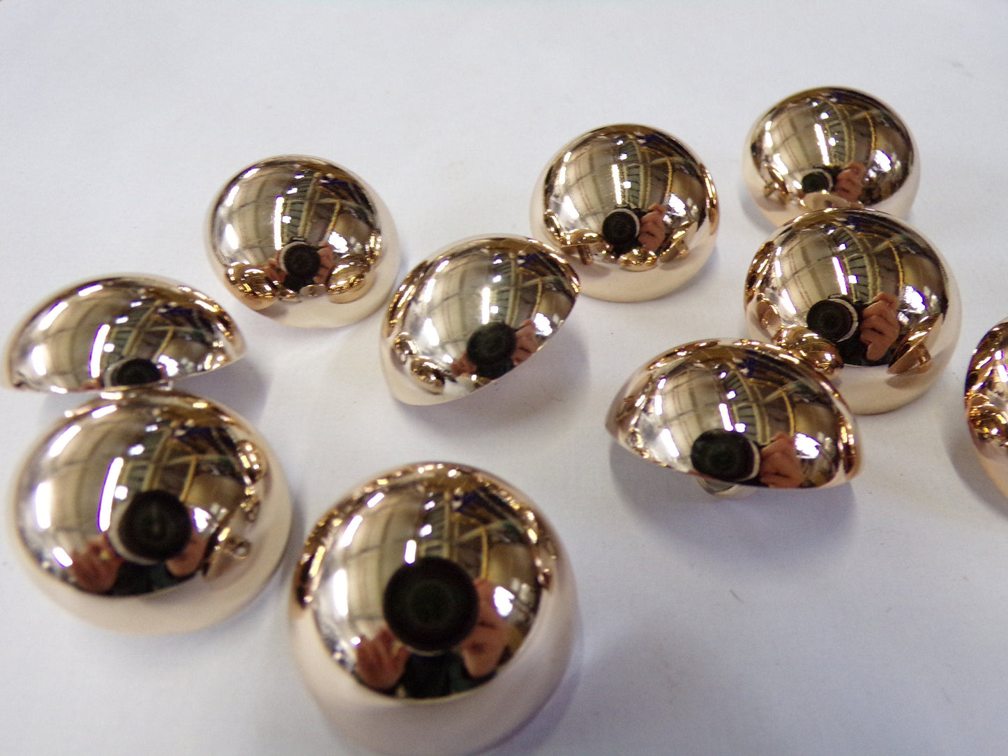 6pcs, Shiny Gold Buttons, 34L-21mm, Metal-Look Half Ball Shank Buttons, Gold buttons, Half ball buttons, Army buttons, Military Buttons.