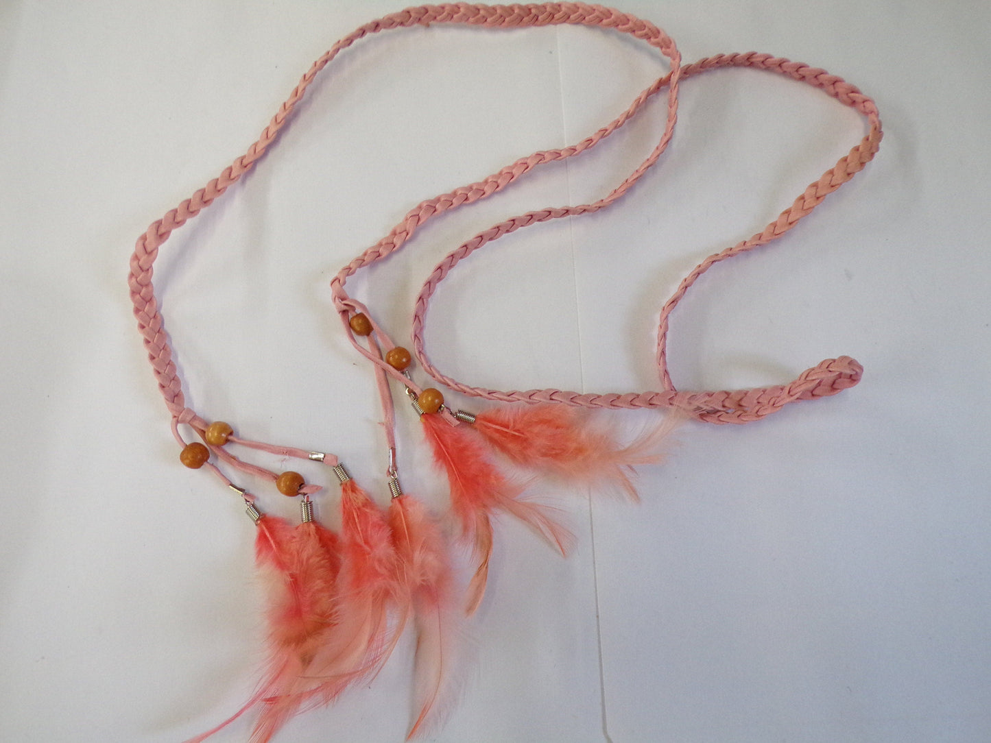Pink Braided Boho Belt, Boho women's accessories, Headdress, Braided Headband, feather belt, plaited belt, belt, cream braided belt, cream