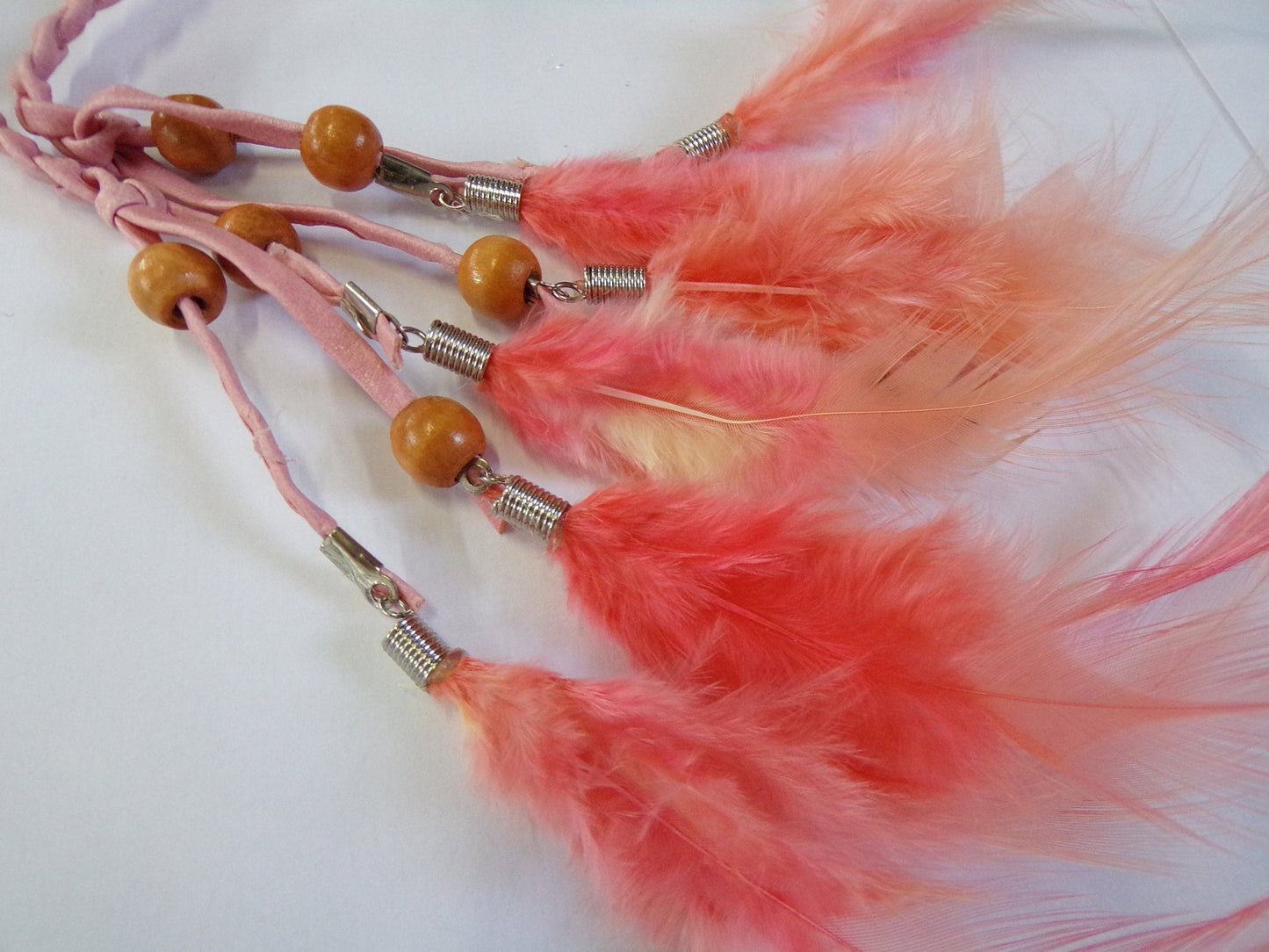 Pink Braided Boho Belt, Boho women's accessories, Headdress, Braided Headband, feather belt, plaited belt, belt, cream braided belt, cream