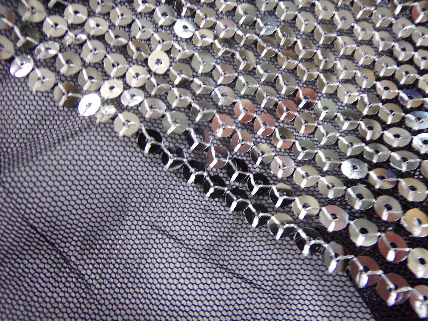 4mm, Silver Sequin Fabric, Sequins on Mesh, Shiny Dress, Party, Costume Clothing, Dancewear, Craft, sequin, sequin fabric, fashion fabric.