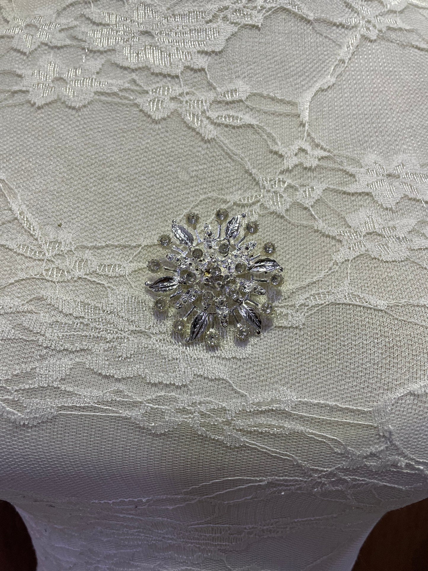 Diamante Starburst Brooch, 5cm, Jewel, brooch, diamanté brooch, silver brooch