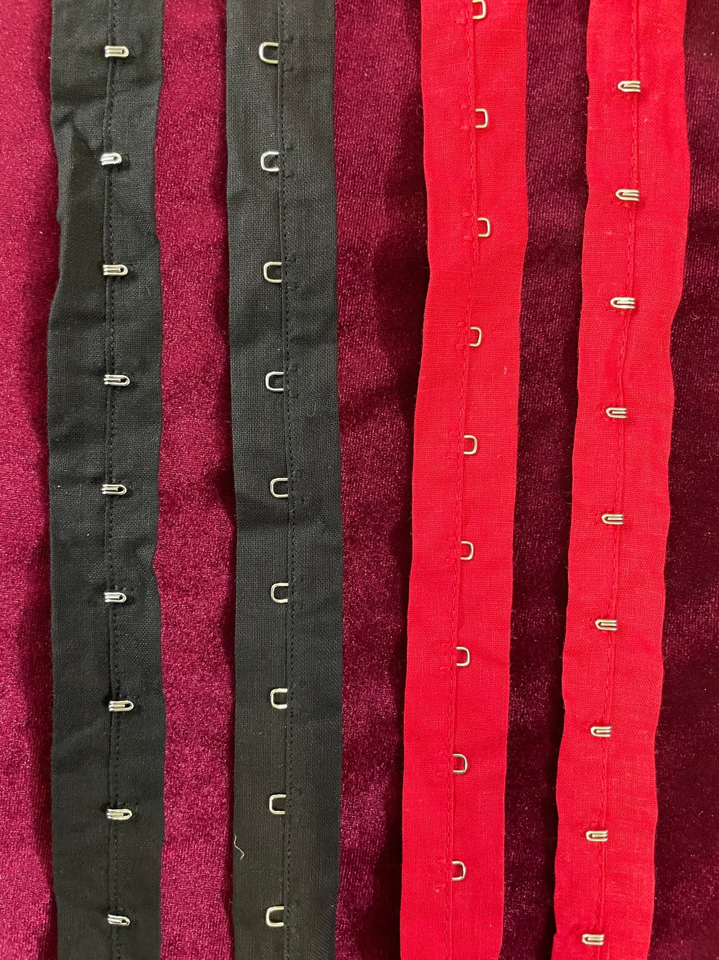 Hook And Eye Tape Trim,100% Soft Cotton Fabric, Corset tape, 5 colours, cotton hook and eye with metal hook and eyes, corset tape